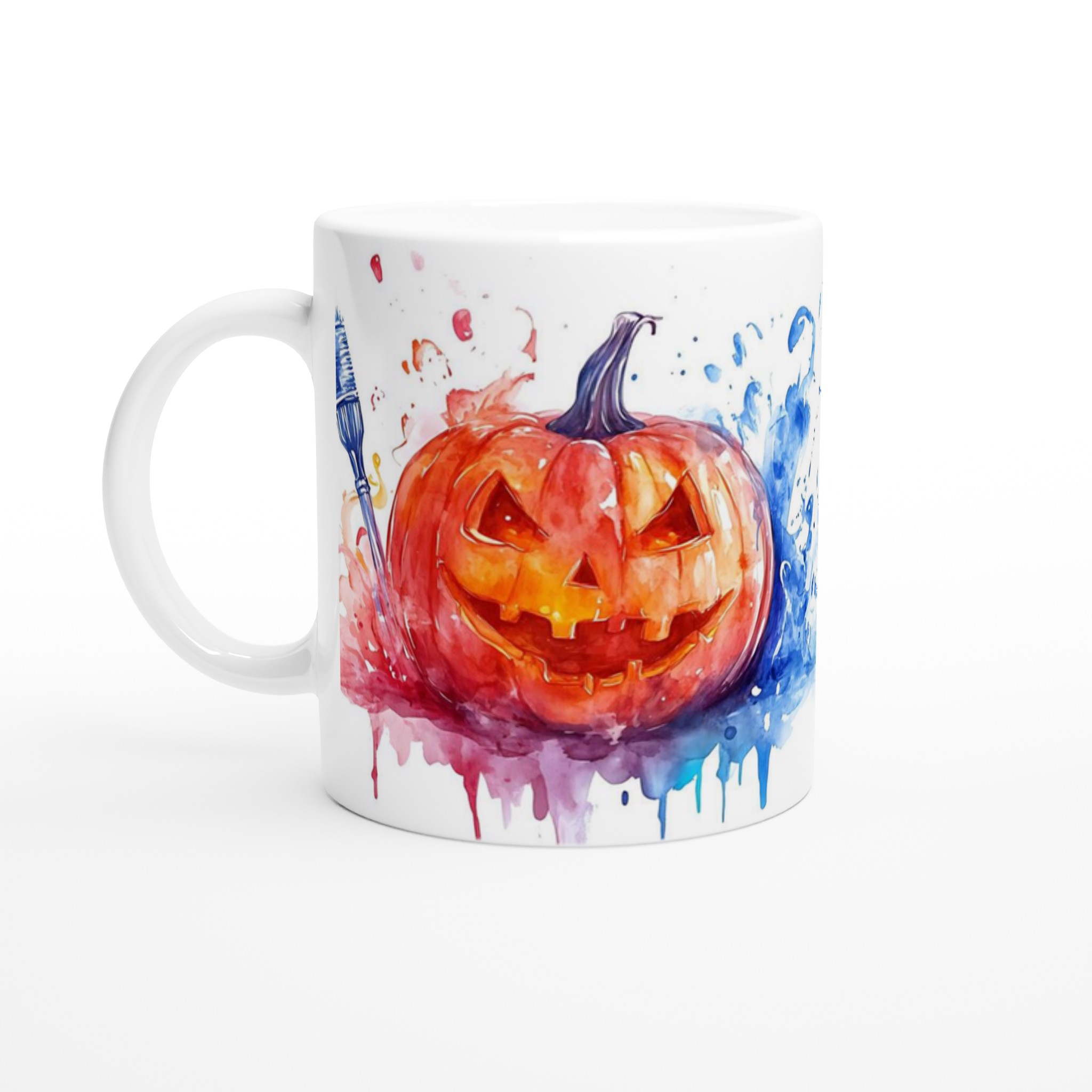 Färgglad Halloweenpumpa Keramisk Mugg - Akvarell Jack-o'-Lantern för Din Dryck 1 4b025ee3-1c99-4d2b-8bfa-048ee02c7911