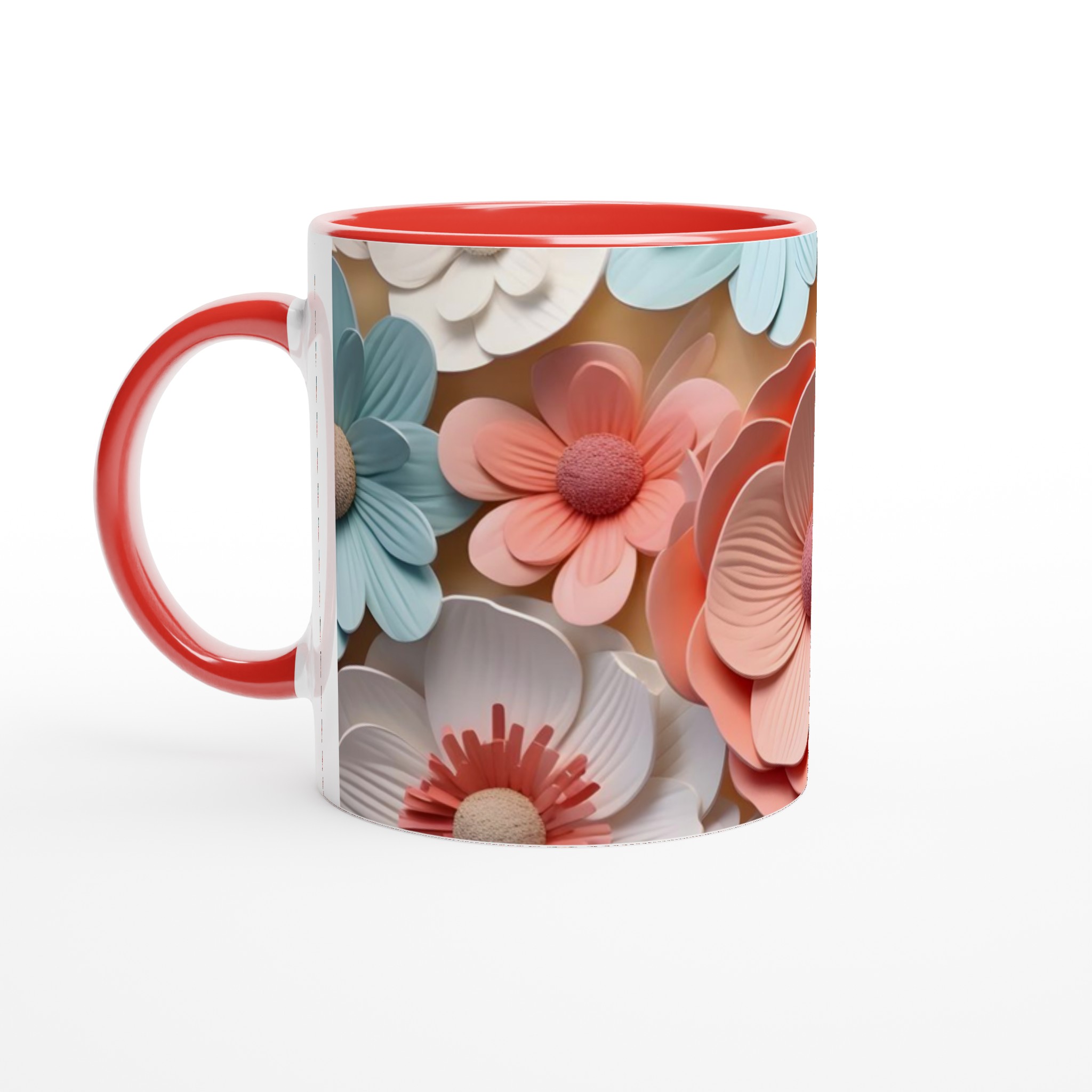 Vit 11oz keramisk mugg med blommönster – välj bland flera färgglada keramiktoner 5 4b2e5c8d-d738-424a-9817-e03d92b62565