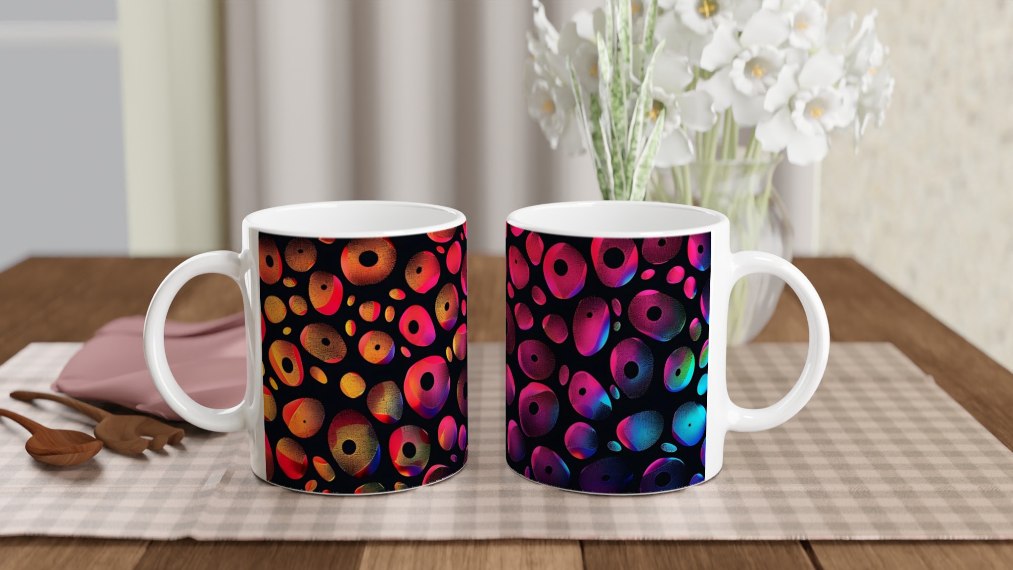 Abstrakt Neon Bubbel Keramikmugg - 11 oz Kaffemugg i Ditt Val av Färgstarka Nyanser 10 4bd55494-eac7-4d59-a0fc-1112ab708231