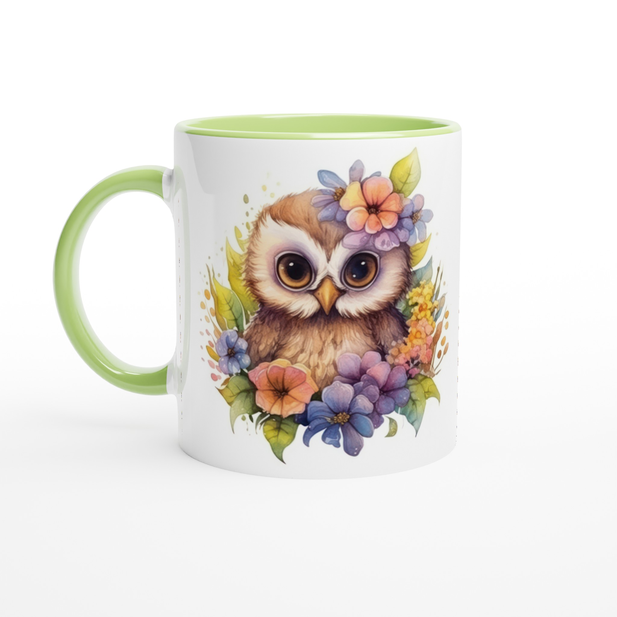 Vit 11oz keramisk mugg med charmig ugglemotiv – välj din favoritfärg för en personlig touch 7 4c4cf963-992c-4361-bb45-72be8c264f19