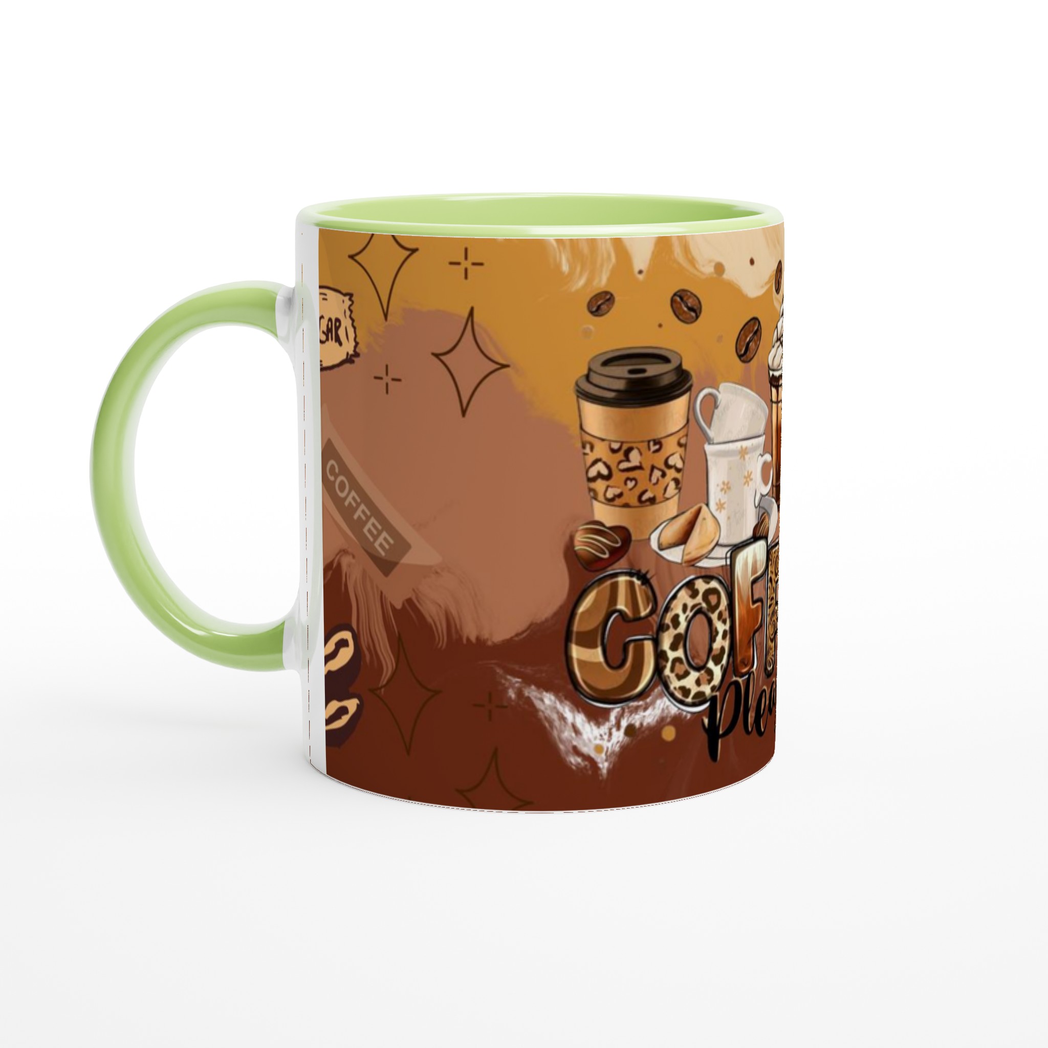 Vit 11oz keramisk mugg med kaffeglädje i varma jordnära toner 7 4c52b222-2fdb-4ae6-90b8-6688fbe02416
