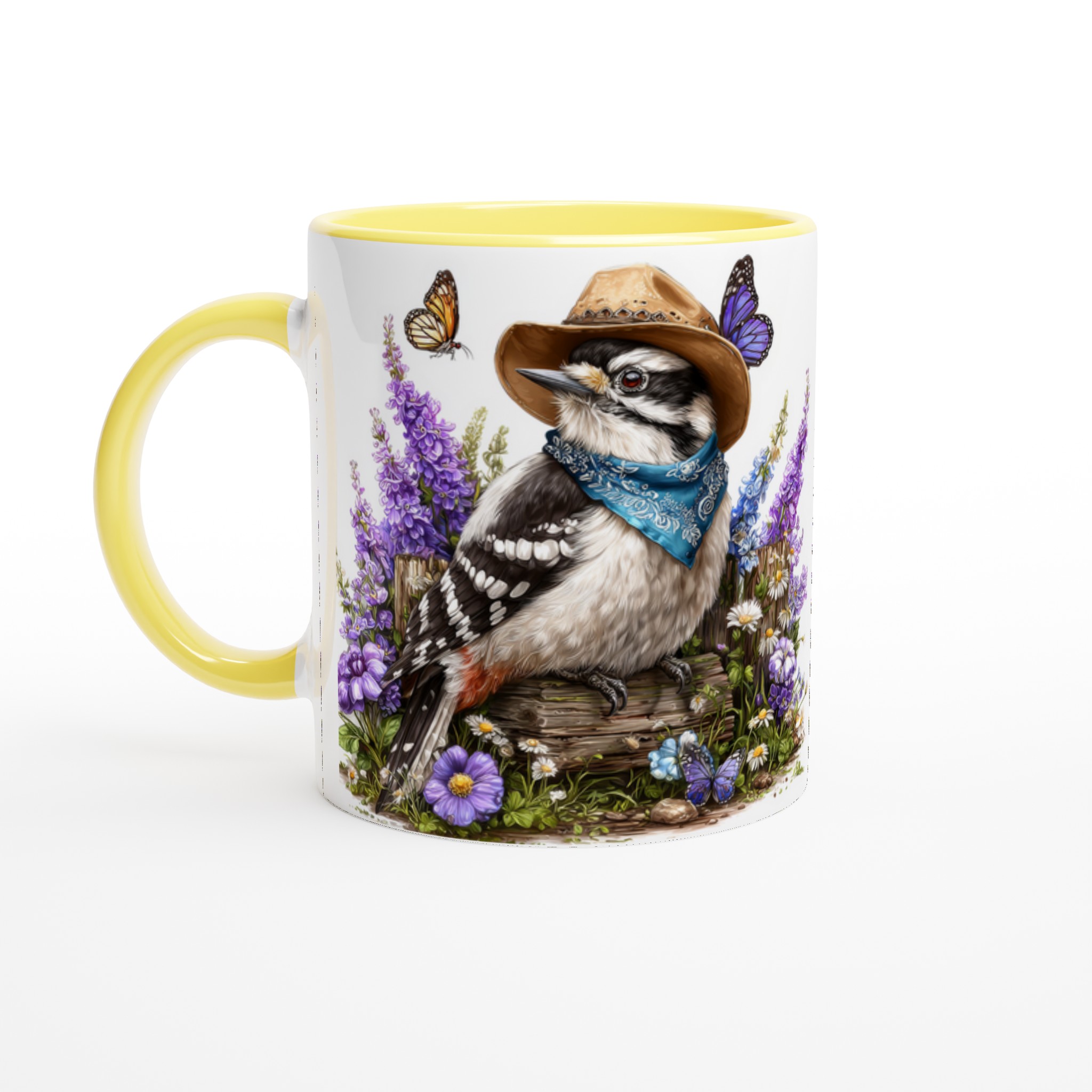 Charmig Vit 11oz Keramikmugg med Färgstark Fågel och Sommarblommor – Välj Din Färg! 3 4c55ef8f-0370-4f94-b301-38b9e07b7458