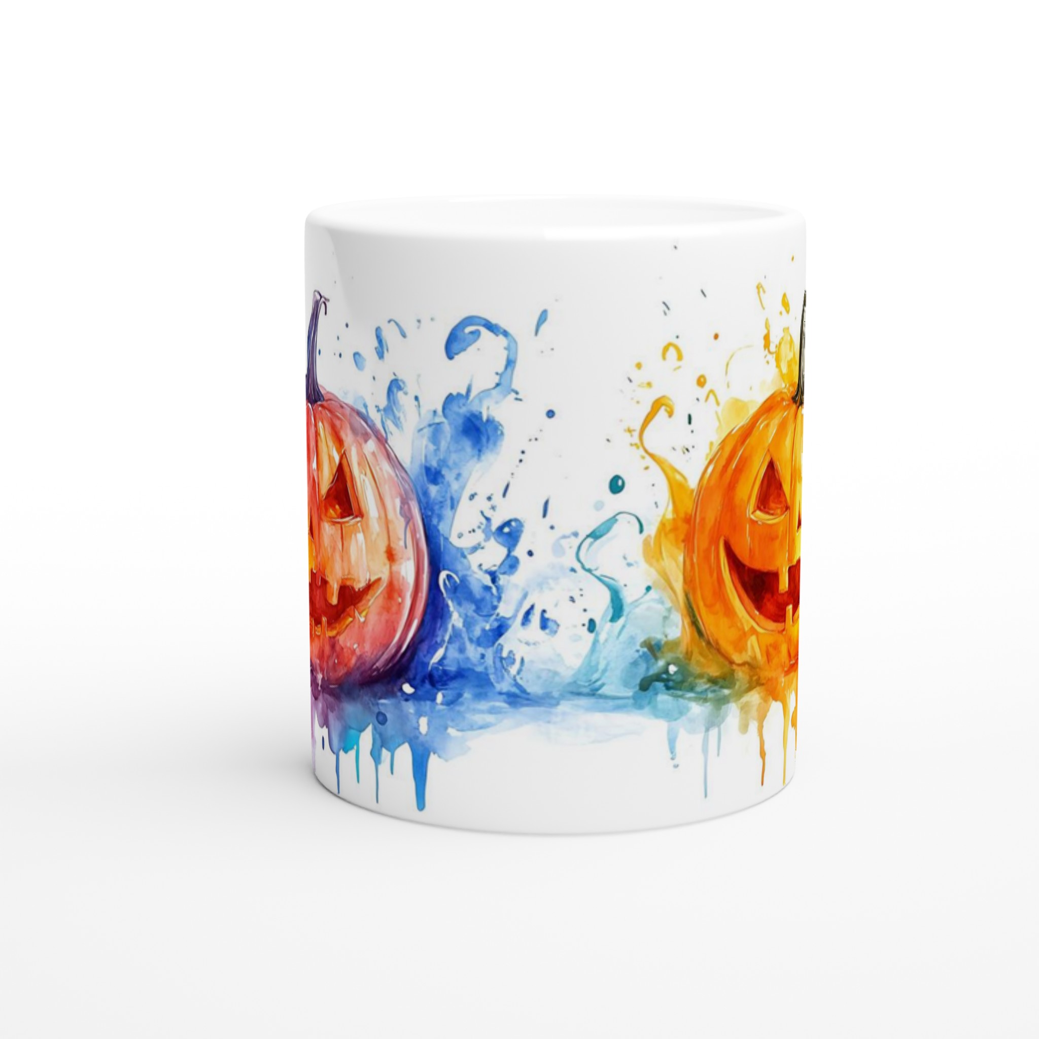 Färgglad Halloweenpumpa Keramisk Mugg - Akvarell Jack-o'-Lantern för Din Dryck 8 4c664141-e4a2-4920-b014-a86fddc271e2