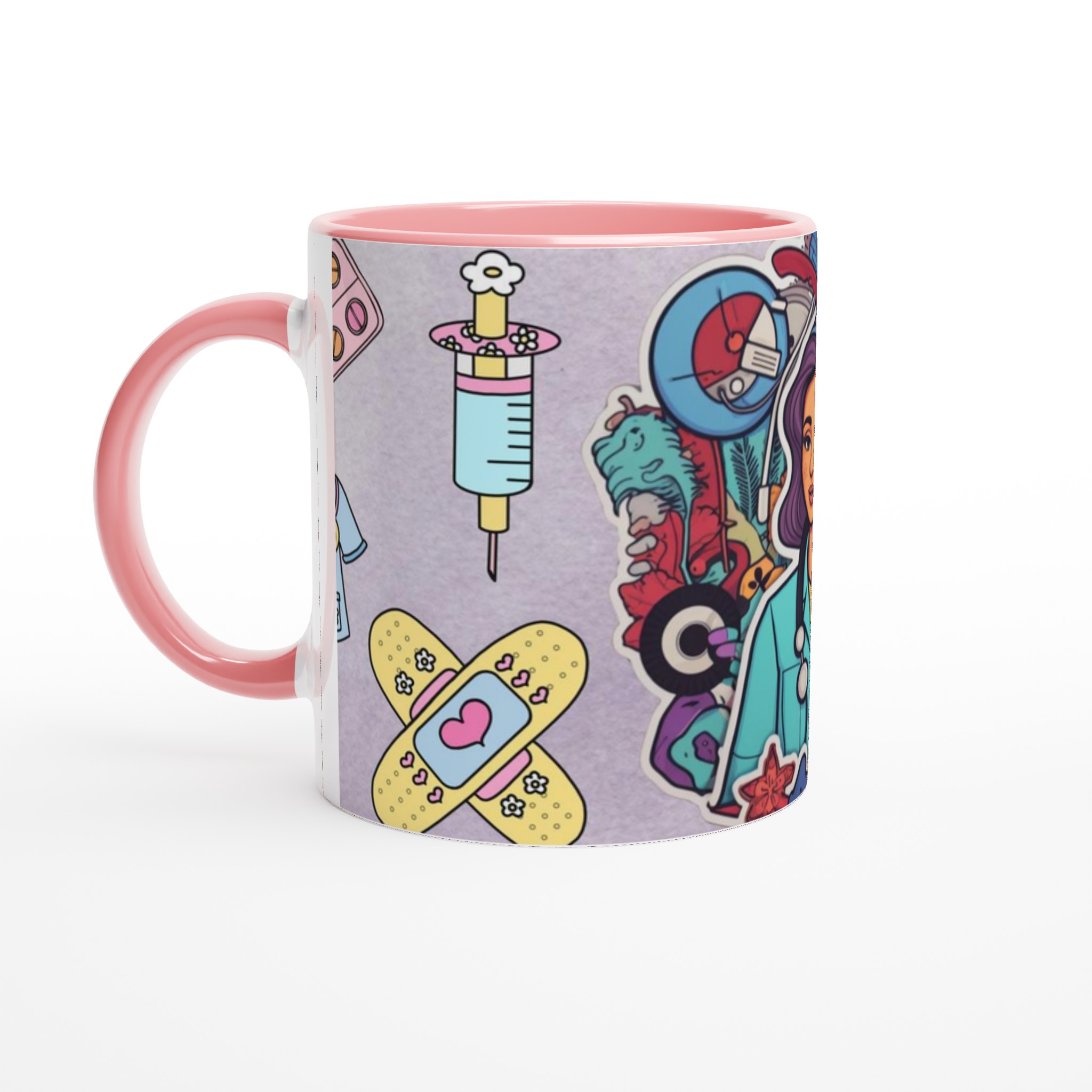 Vit 11oz keramisk mugg med färgstarkt hyllning till vårdhjältar – välj bland sju färgval 6 4c73d985-0919-4c05-b547-7a4694bfdee1