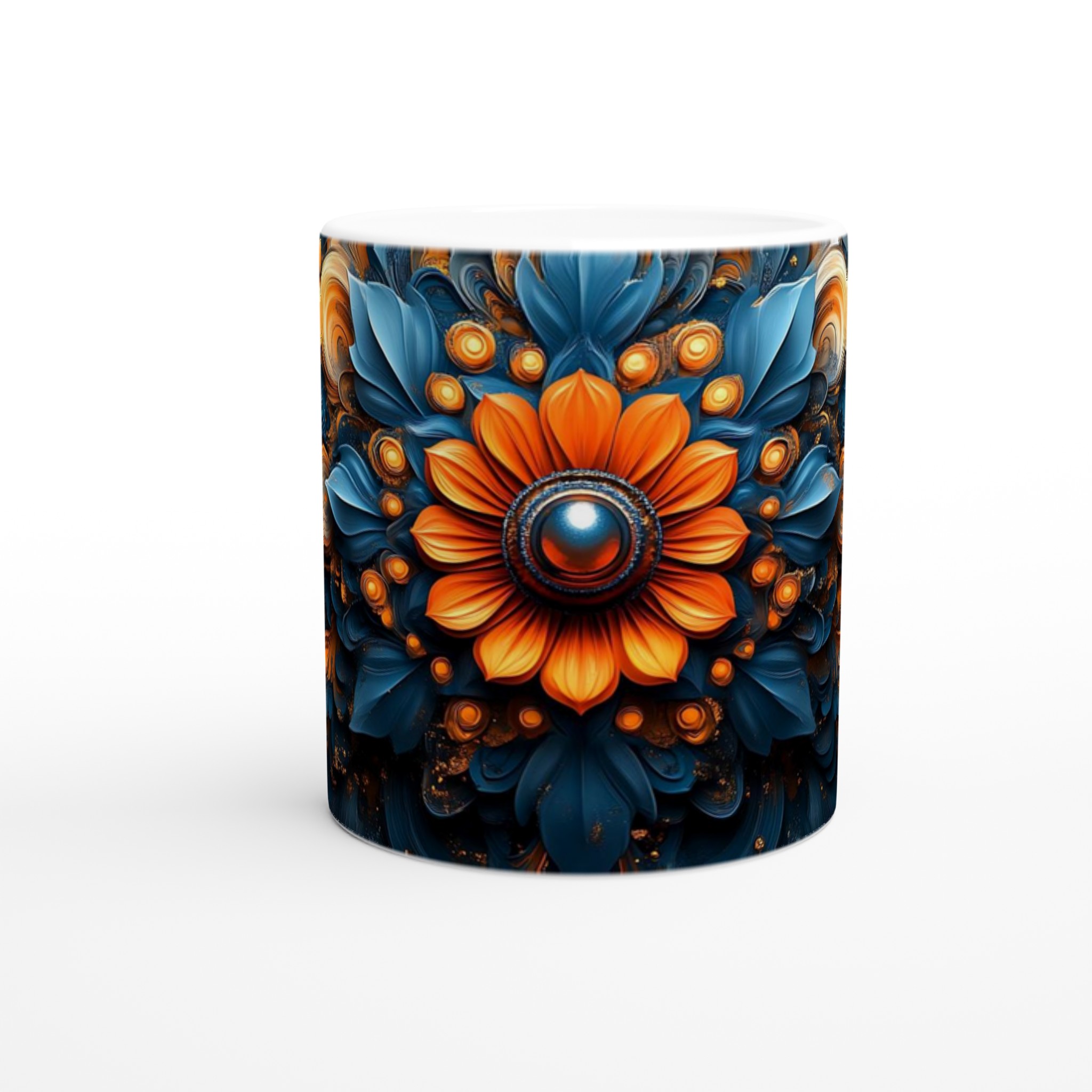 Abstrakt Blommig 11oz Keramisk Mugg – Konstnärlig Design i Blått & Orange, Välj Din Favoritfärg! 8 4ca691bf-4e05-400c-a410-66b811a16147