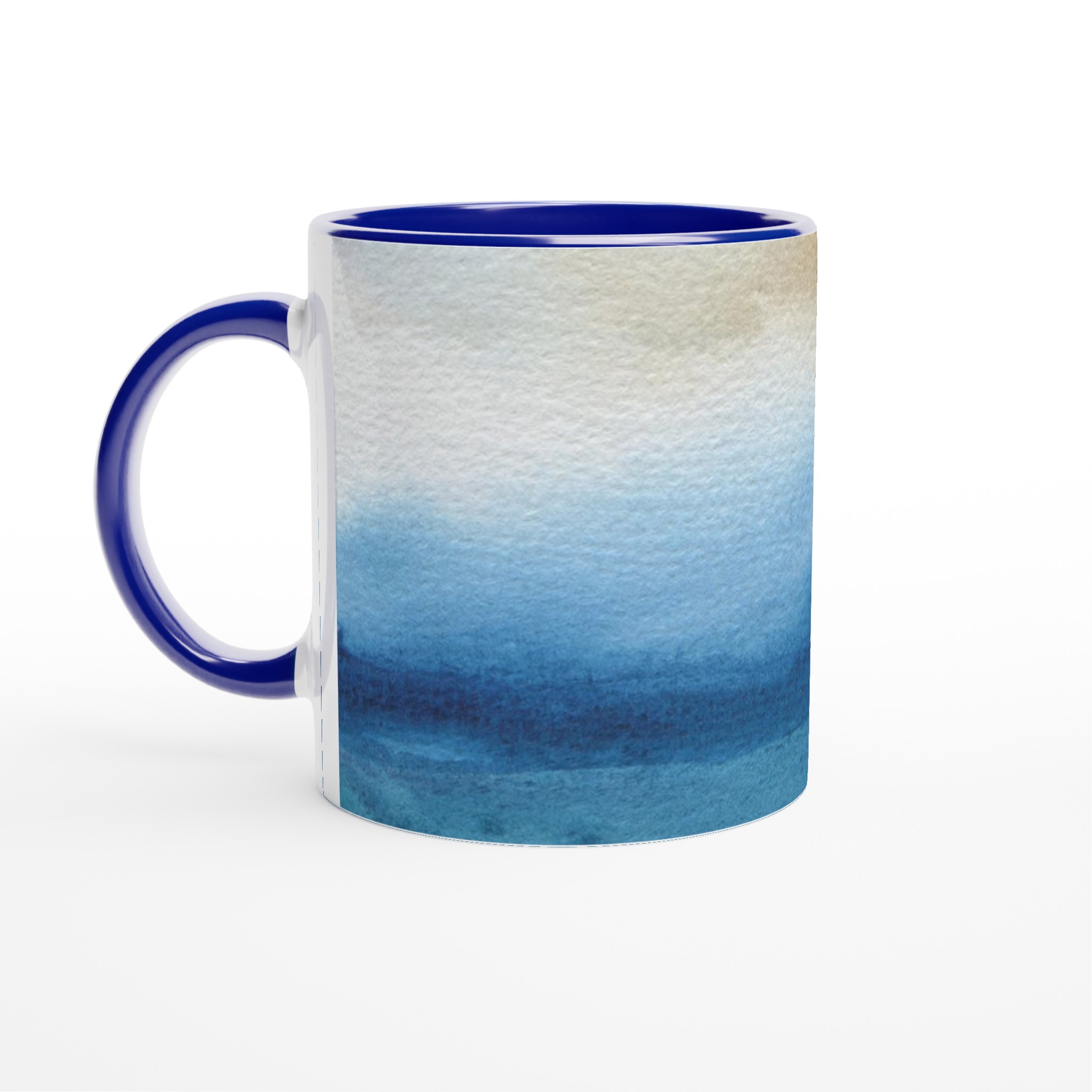 Elegant Vit 11oz Keramisk Mugg med Havsblå Akvarellkänsla 2 4cdb0741-1c7a-41b4-bcec-664d2872b086