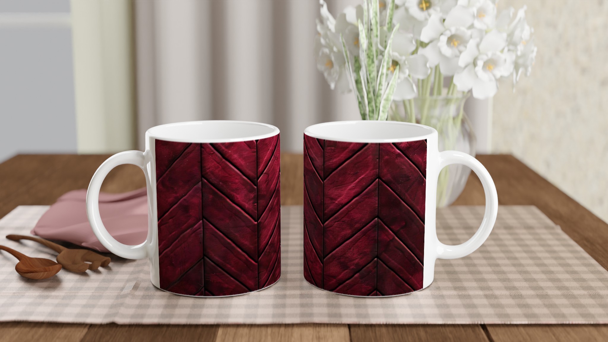 Vit 11oz keramisk mugg med elegant vinröd geometri – välj bland 7 djärva keramikfärger 10 4d56e255-8404-4556-b6c8-2c69bc7fad6e