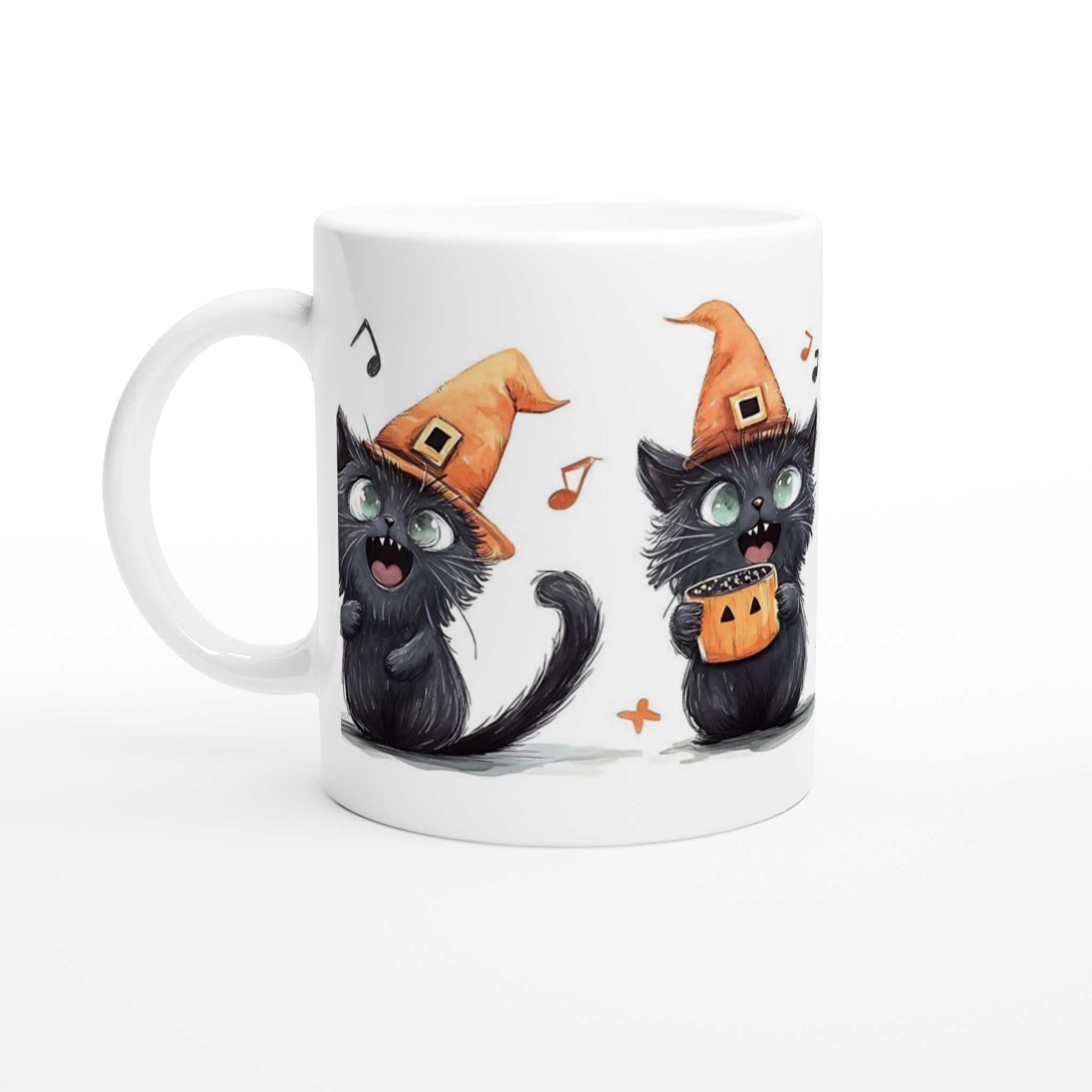 Busiga Halloween Kattar Mugg - Söta Svarta Katter med Häxhattar & Pumpalyktor i Din Valfria Färg 1 4d61208d-8410-4b13-933f-6da11a25d20f