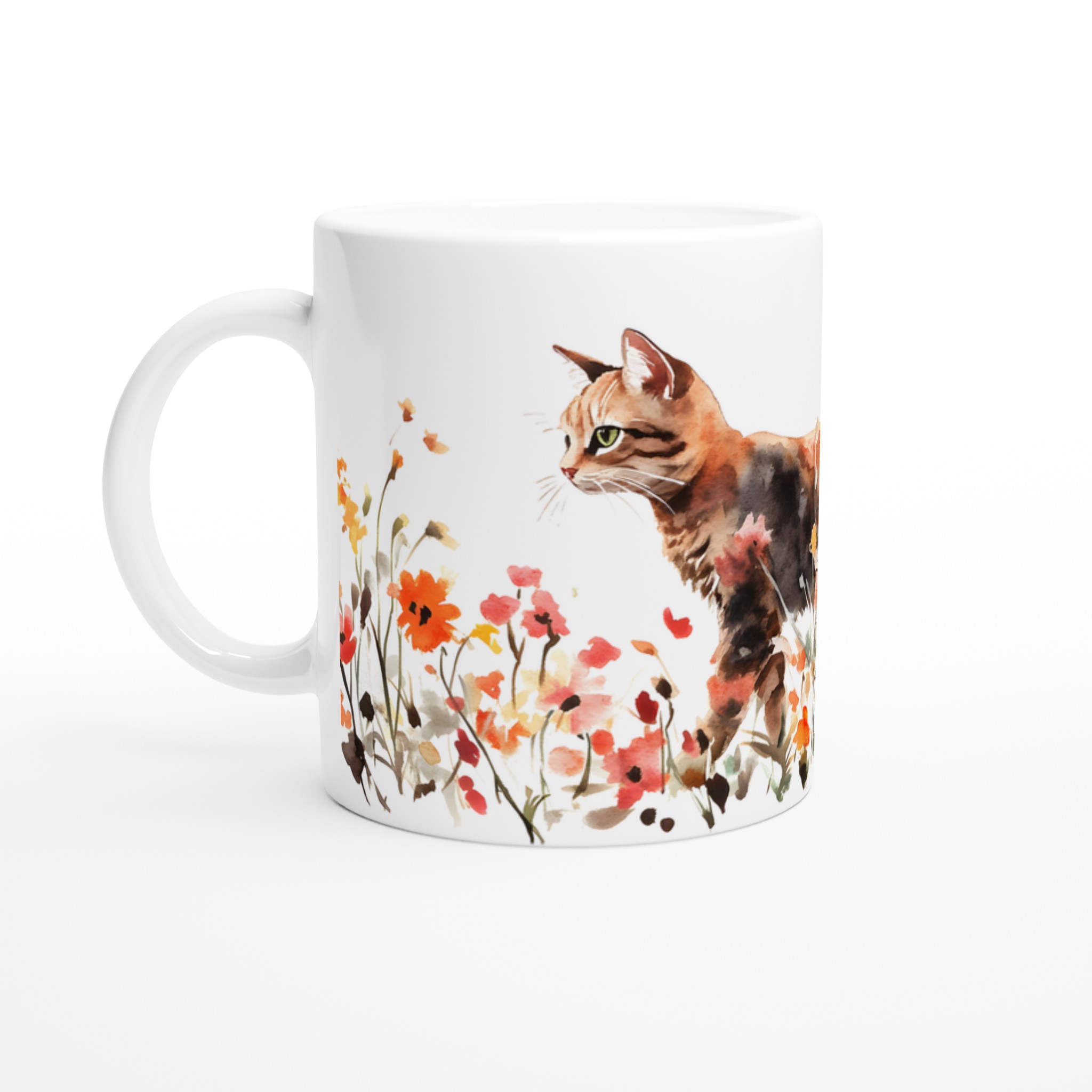 Katt bland Vildblommor Akvarellmugg – 11oz Keramikmugg i ditt val av 7 färger 1 4d65f1e9-cc81-42b8-83bc-4d25c60e7159