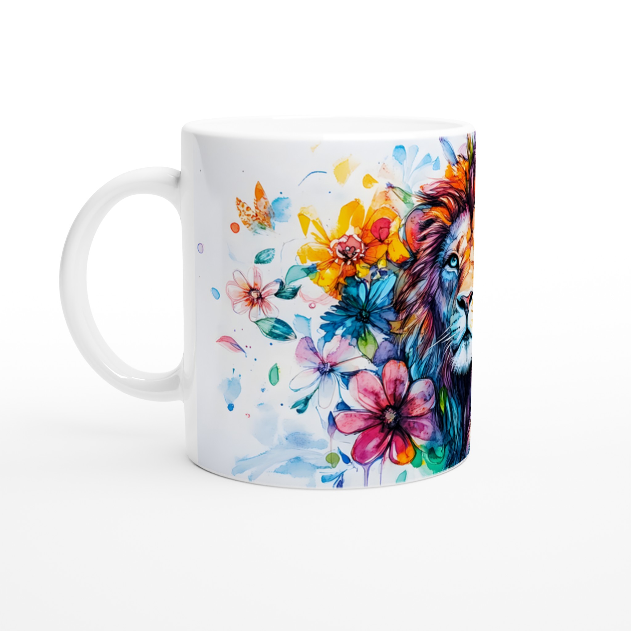 Färgsprakande Lejon Akvarell Mugg – Uttrycksfull 11oz Keramikmugg i ditt Val av Sju Livfulla Färger 1 4d6b1f65-3681-42d0-aa97-57c14f90c65a