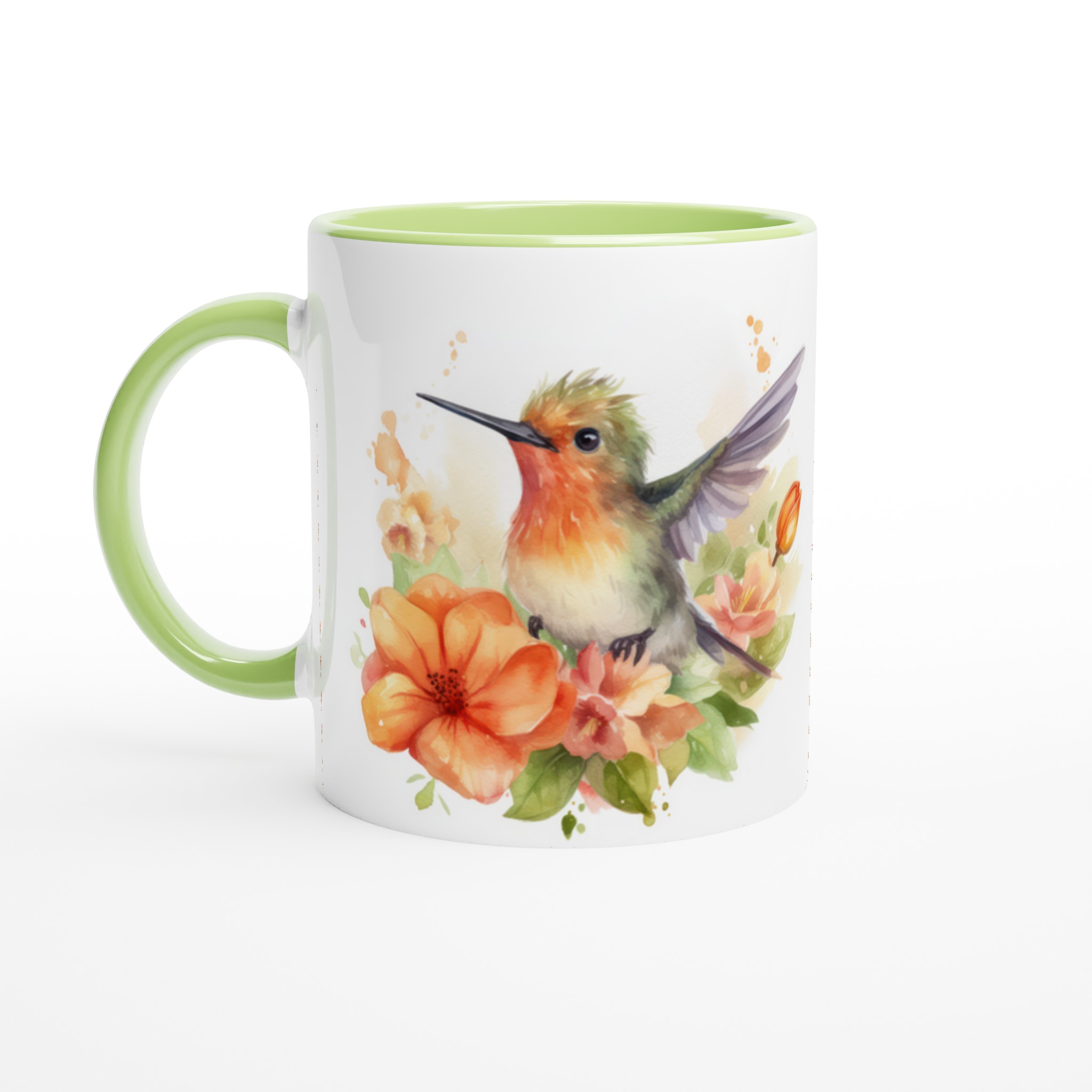Vit 11oz keramisk mugg med charmig kolibri och blommor – välj din perfekta färgton 7 4d6bb295-5cfa-4a68-8b89-0f9d985896eb
