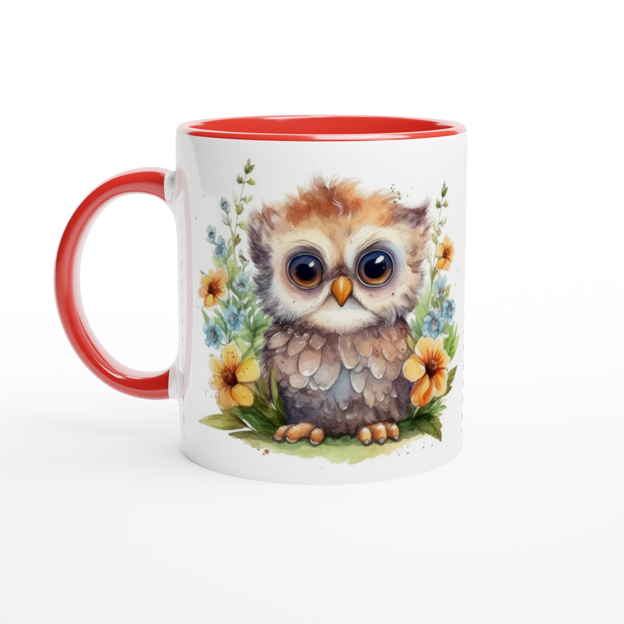 Vit 11oz Keramisk Mugg med Charmig Ugglemotiv i Väljbar Färgpalett 5 4d7aee72-a772-4fec-ba8b-d1e58c3887ba