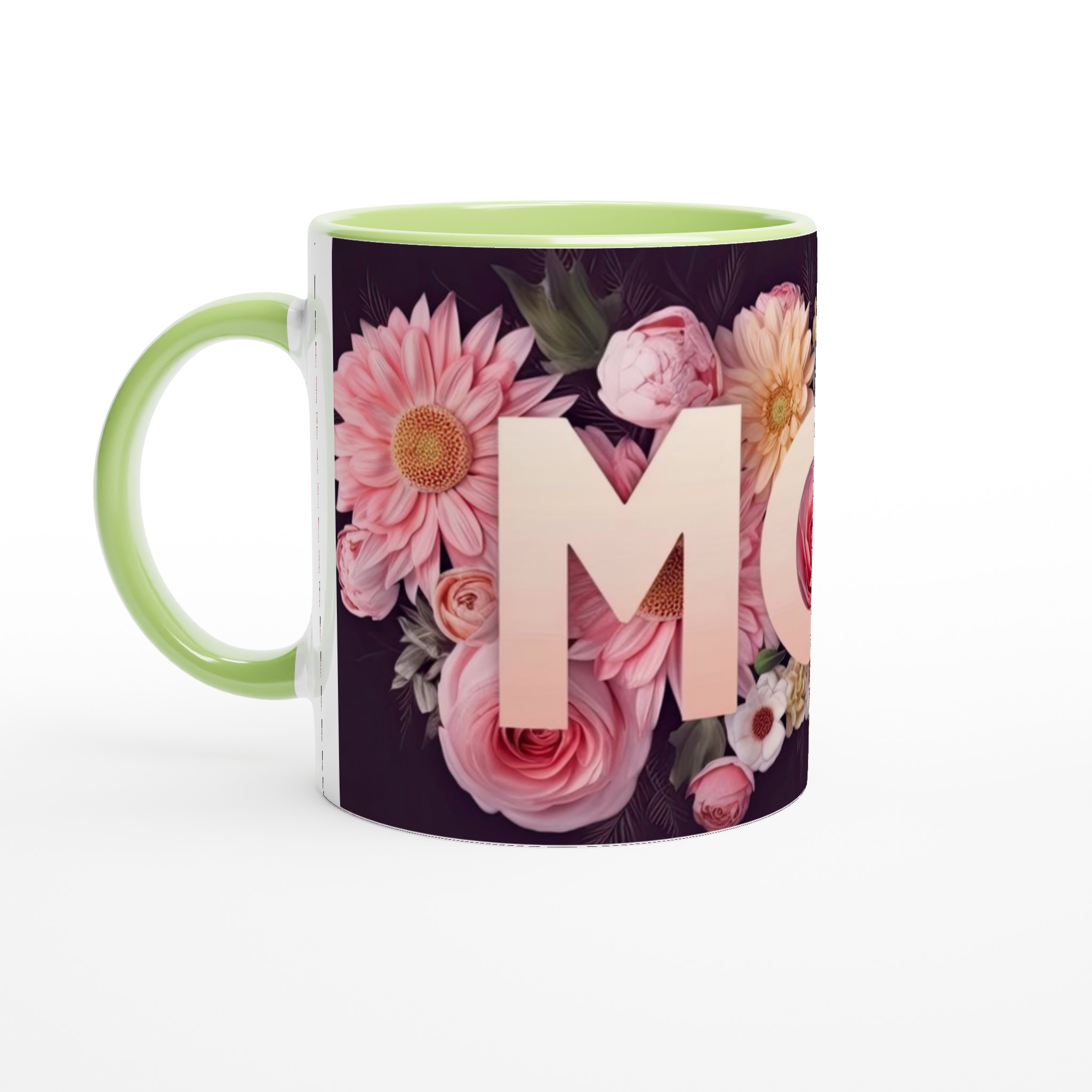 Vit 11oz keramisk mugg med blomstrande MOM-design – välj bland sju färgstarka keramiska nyanser 7 4dfa4520-fa0c-4926-a073-c555497ca606