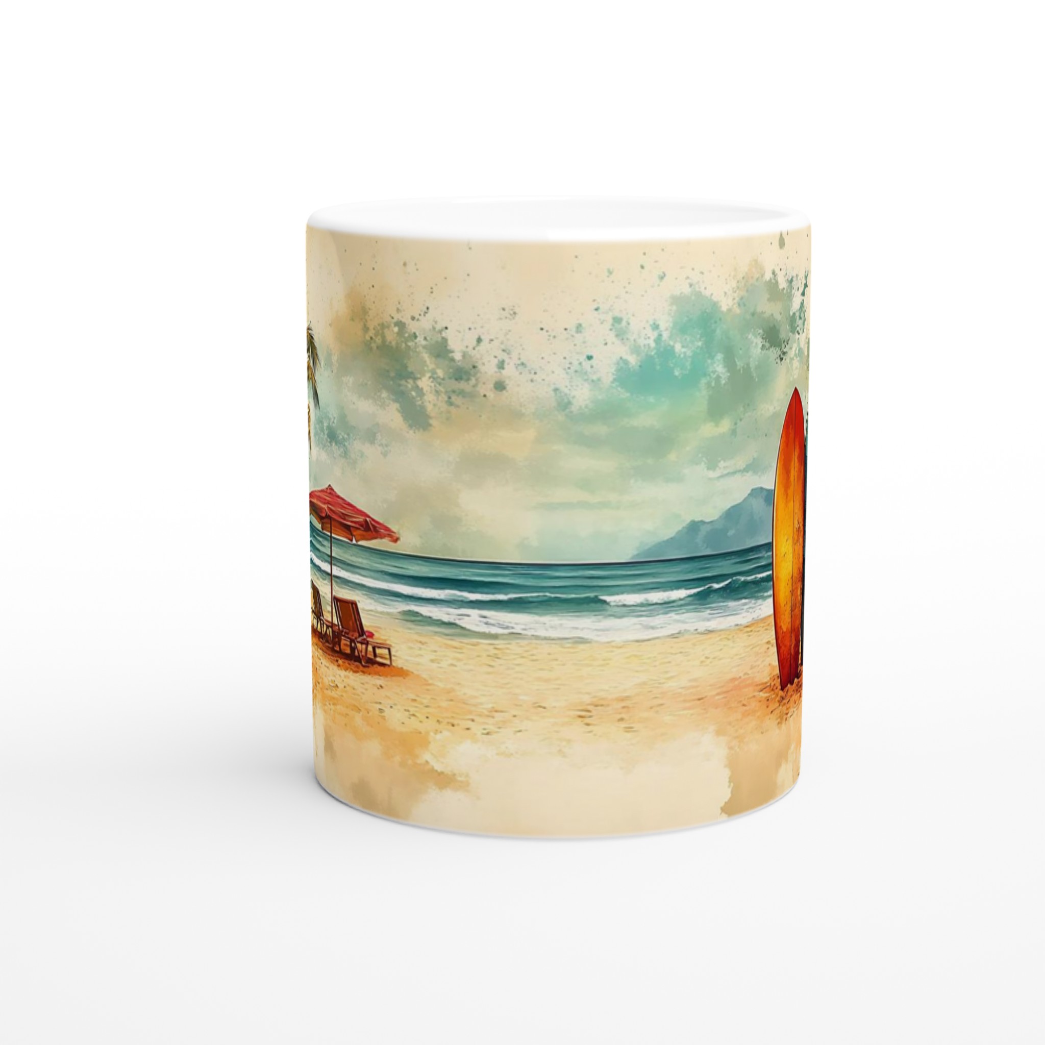 Summer Dreams Keramikmugg - Akvarell Beach & Surfmotiv i Väljbar Färg 8 4e54288b-aa7b-4eb3-a526-2b531ede8508