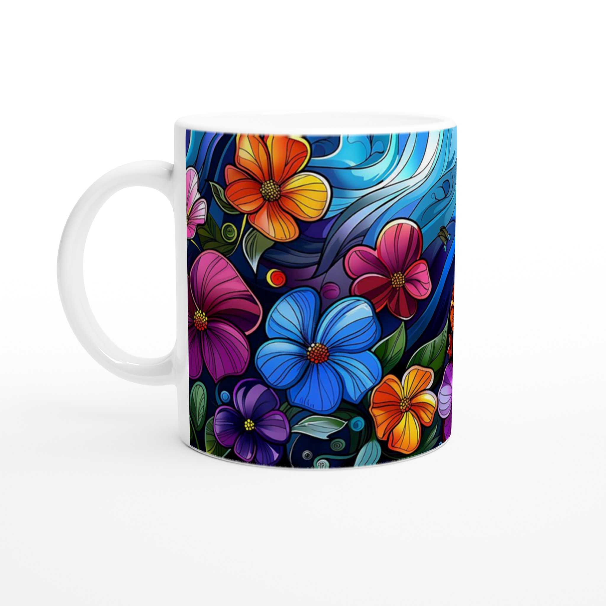 Mångfärgad Floral 11oz Keramikmugg - Lyxigt Tryck med Dina Valbara Färger! 1 4e90ca77-5a52-4187-a0f4-8f6e4fe5f31d