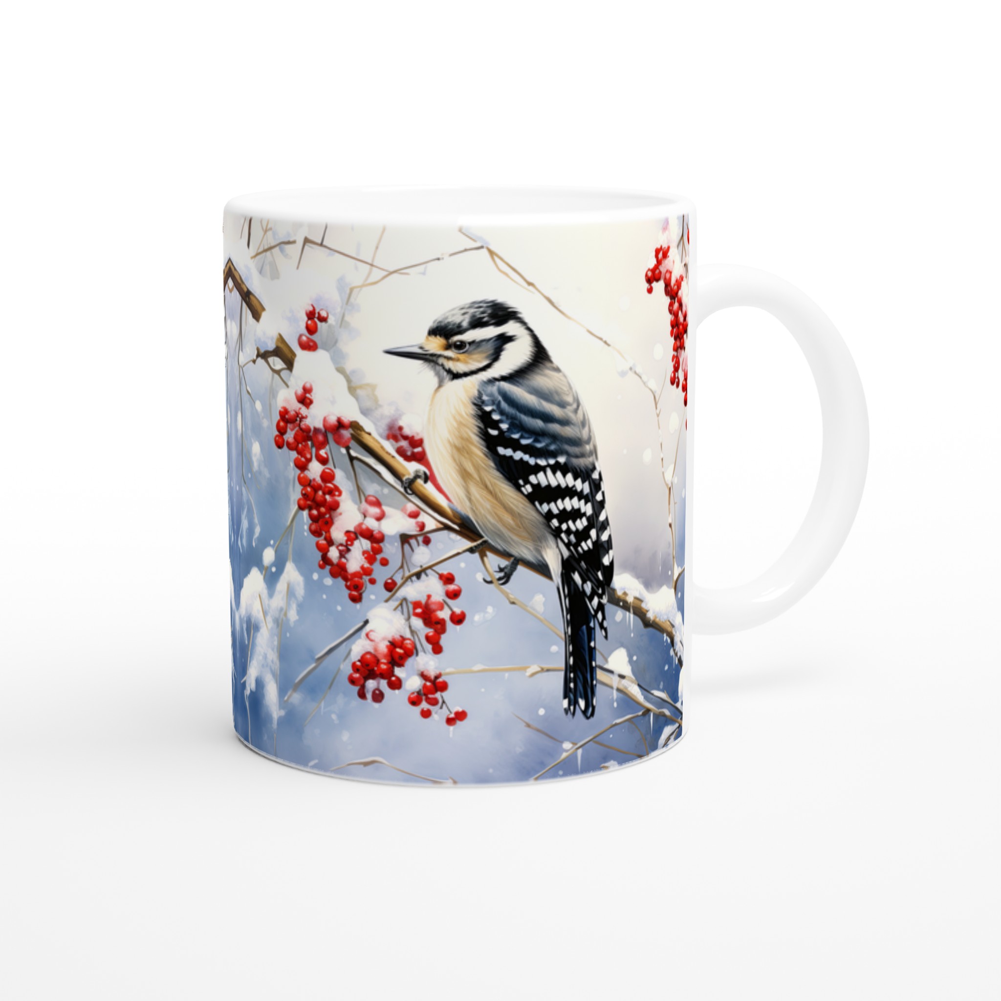 Vit 11oz keramisk mugg med vinterfågelmotiv – välj bland sju livfulla keramikkulörer 9 4e955548-56d7-4eda-b752-74f0f4055d51