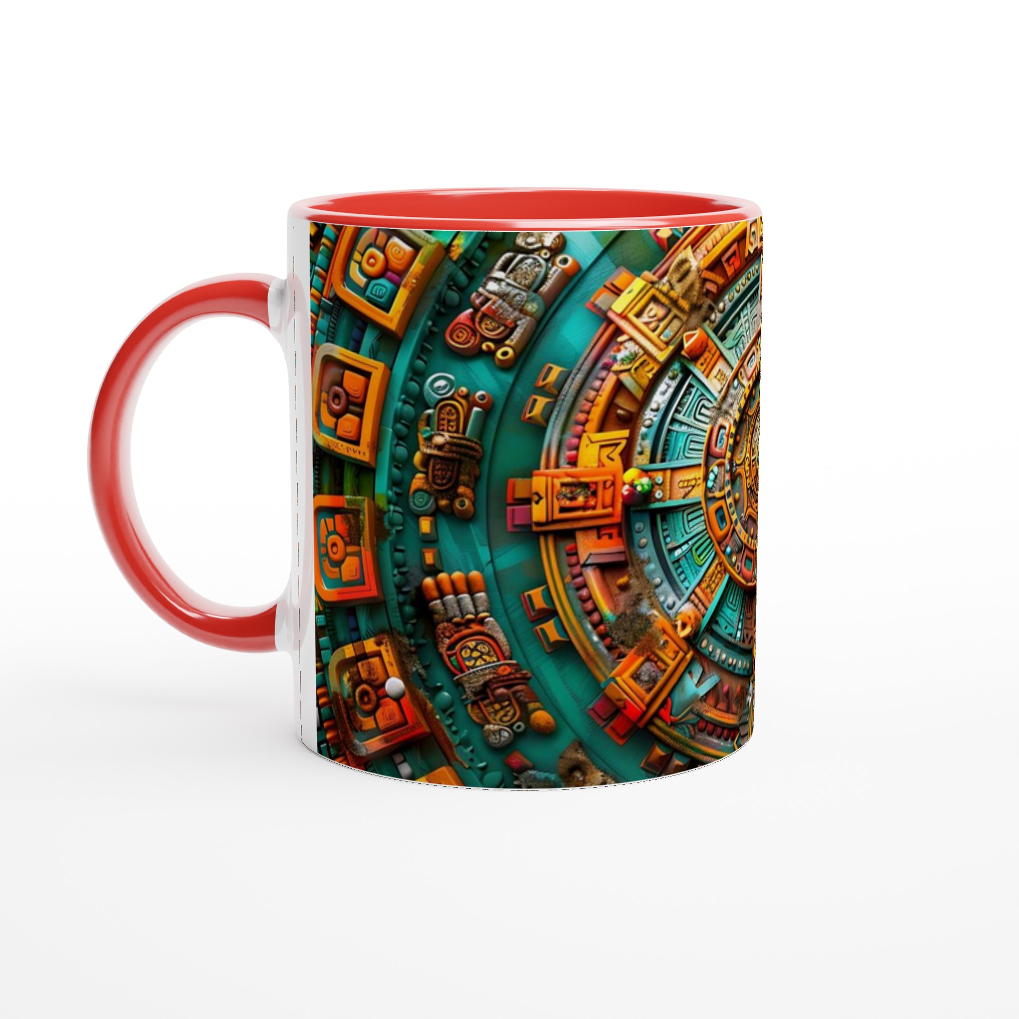 Vit 11oz keramisk mugg med färgstarkt aztekiskt mönster – välj bland sju unika färger 5 4eaa39c0-c43f-4308-9a03-6f0361b52566
