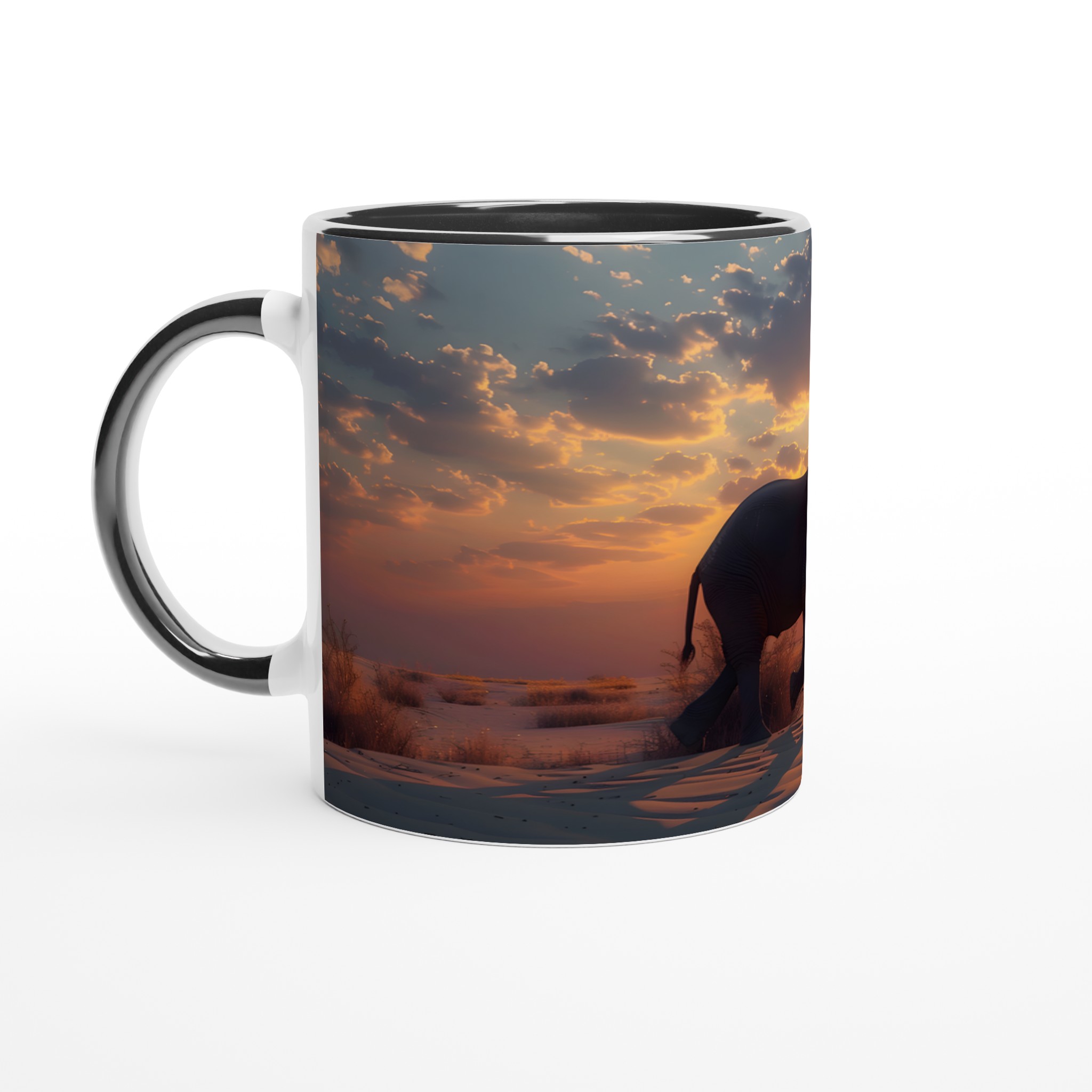 Majestätisk Elefant Mugg: Solnedgång över Savannen – Din 11oz Keramikmugg i Valfri Färg 4 4ebf0cd1-b251-454c-990d-b5645b6273e7