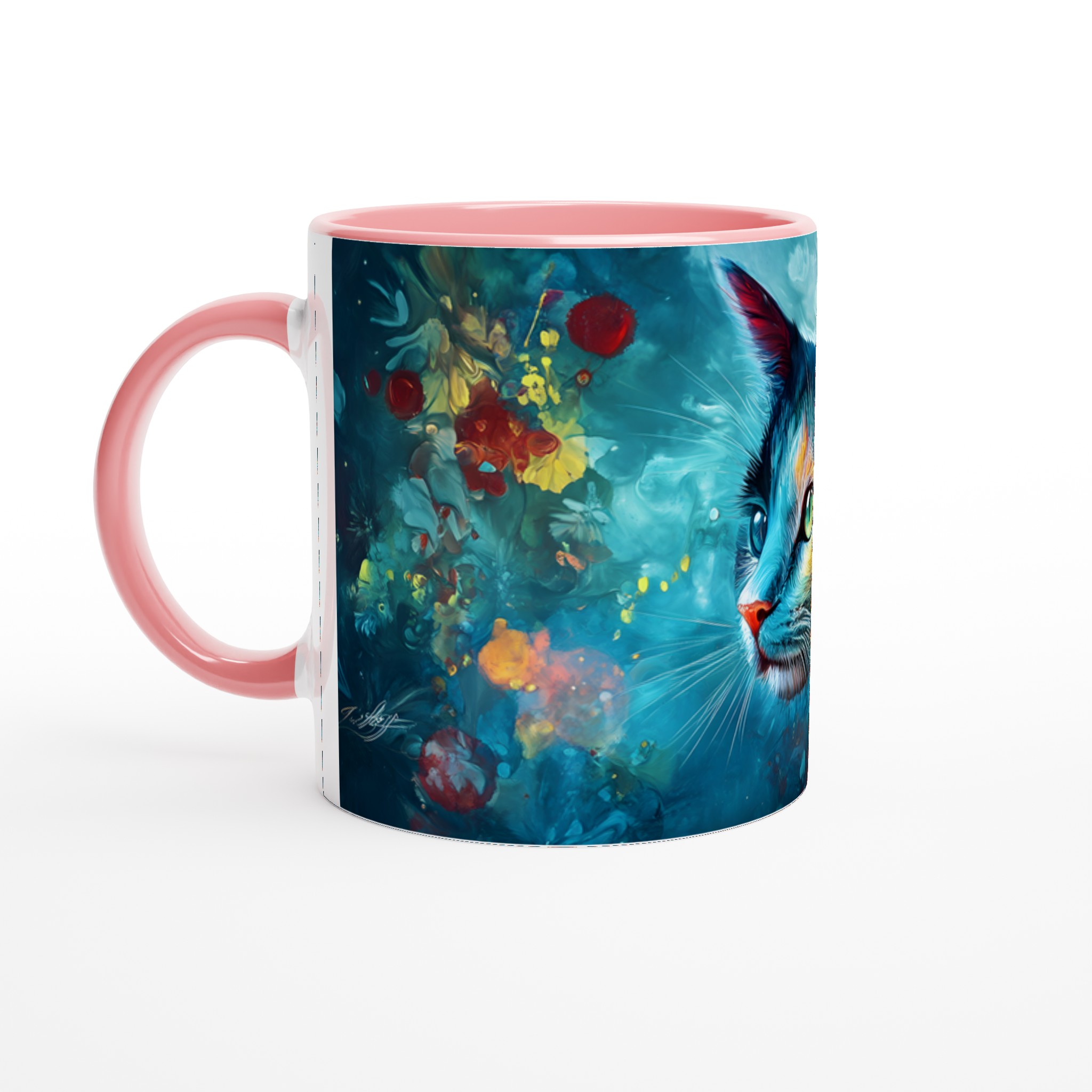 Färgsprakande Kattkonst Mugg – 11 oz Keramikmugg för kaffeälskare i sju levande färger 6 4ecab9d2-1aae-4501-aa12-15ee0051bc72