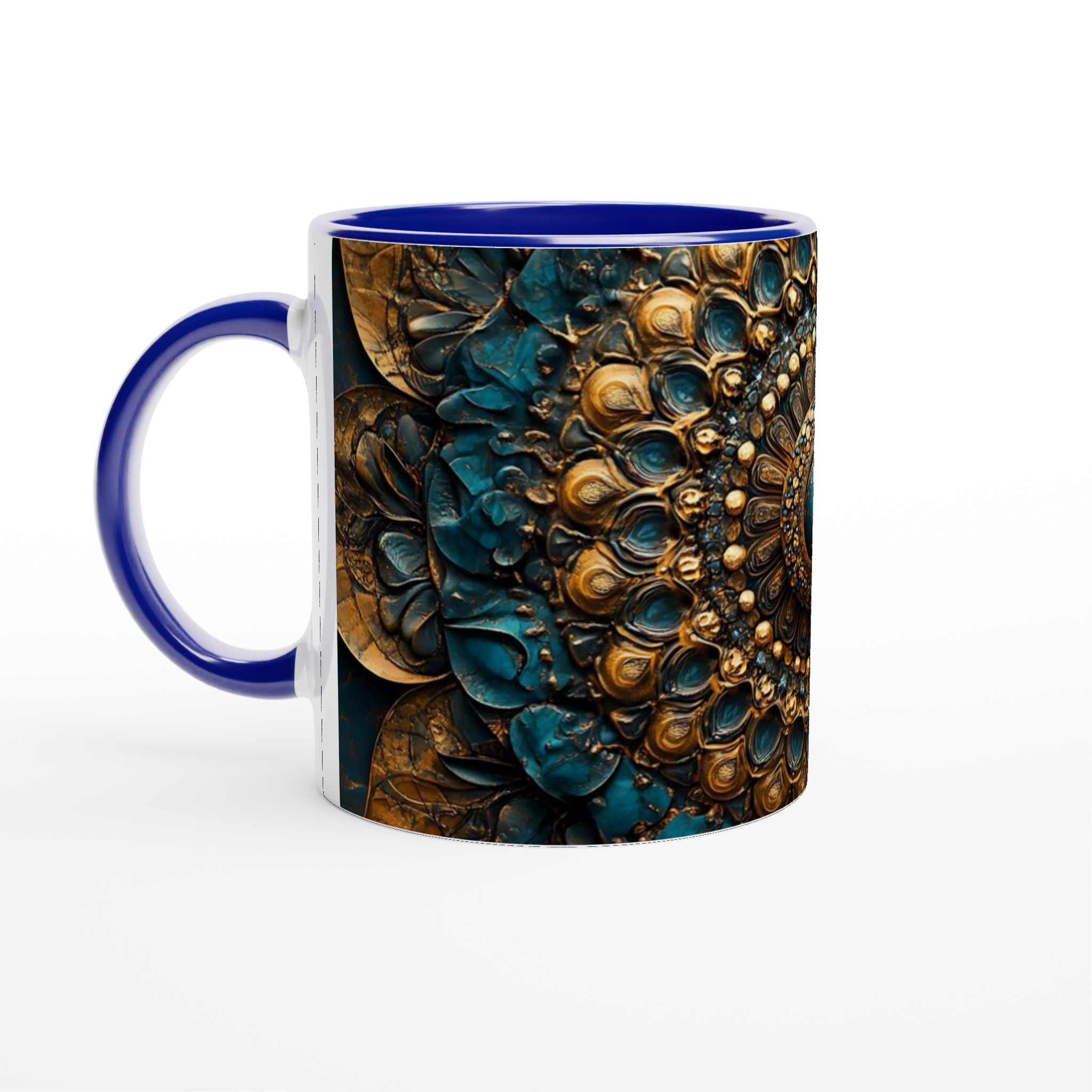 Mångfärgad 11oz Keramisk Mugg – Konstfull Mandala Design i Guld & Blått 2 4ed6e99c-a72d-4b5b-bd22-01bbbac42578