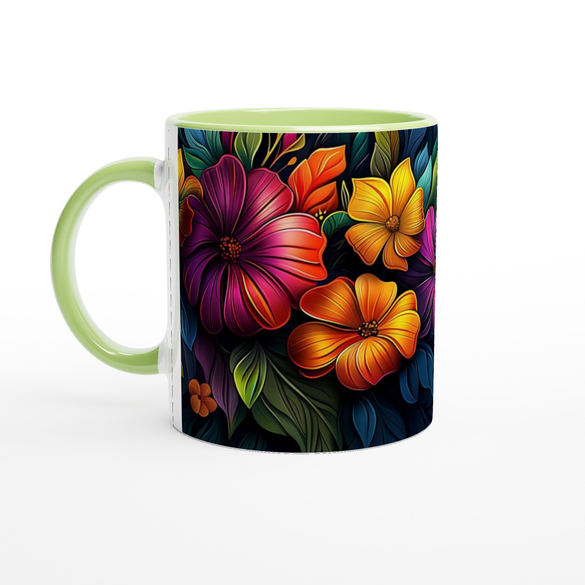 Tropisk Blomsterglädje 11oz Keramikmugg – Färgglada Sommarblommor i Ditt Val av 7 Livfulla Färger 7 4edbe4a2-e42e-4c73-ae60-819d8f16dc1b