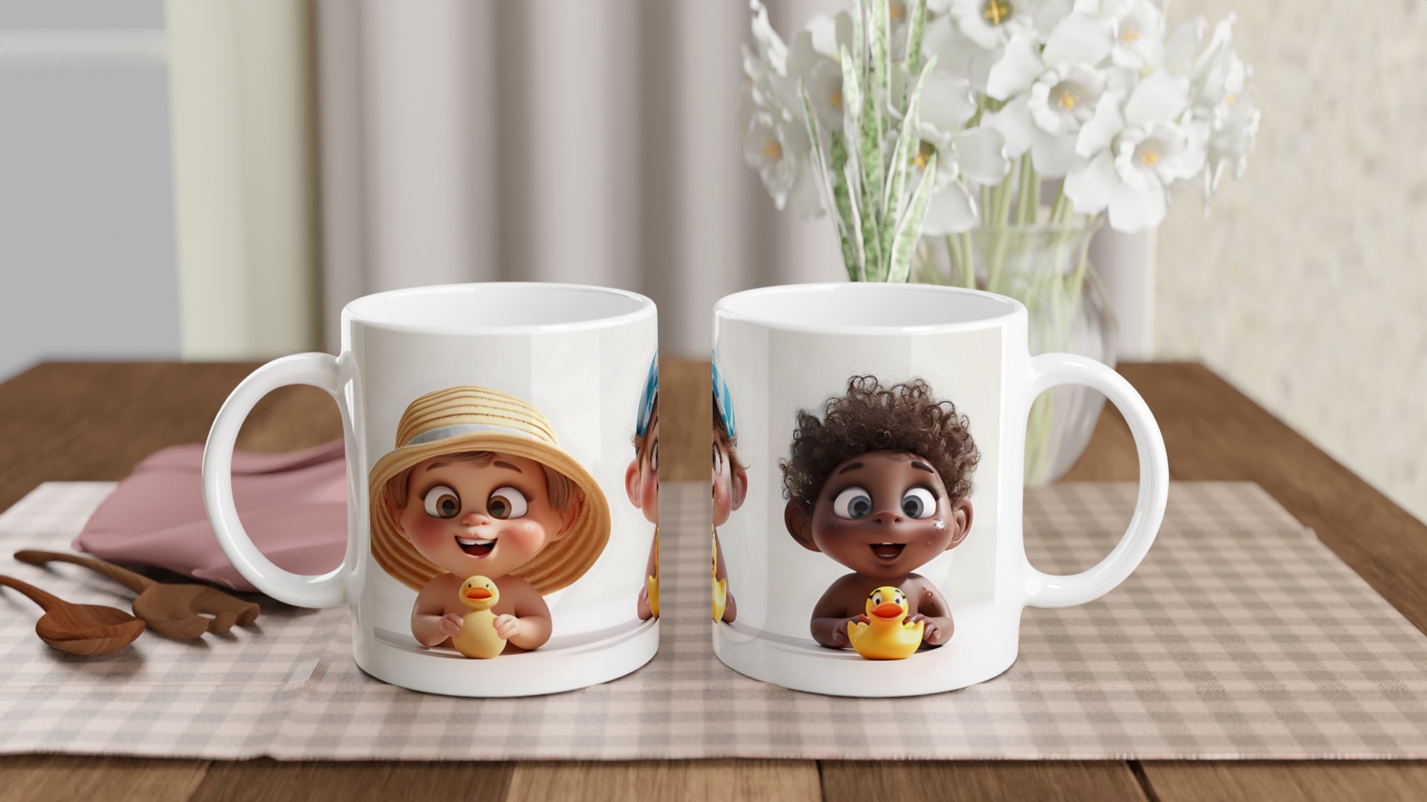 Söta Baby- och Ank-motiv Mugg – 11 oz premium keramik för glada stunder, välj din färg! 10 4ee50ebd-785a-453e-89f2-8ef0d062f29e