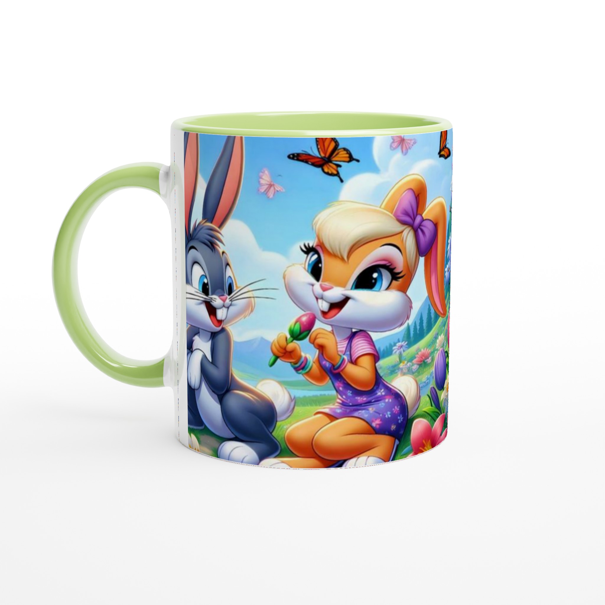 Vit 11oz keramisk mugg med lekfulla kaniner – välj bland sju livfulla färger 8 4f15584a-1598-41b8-9ed0-b46ac53f7c8c