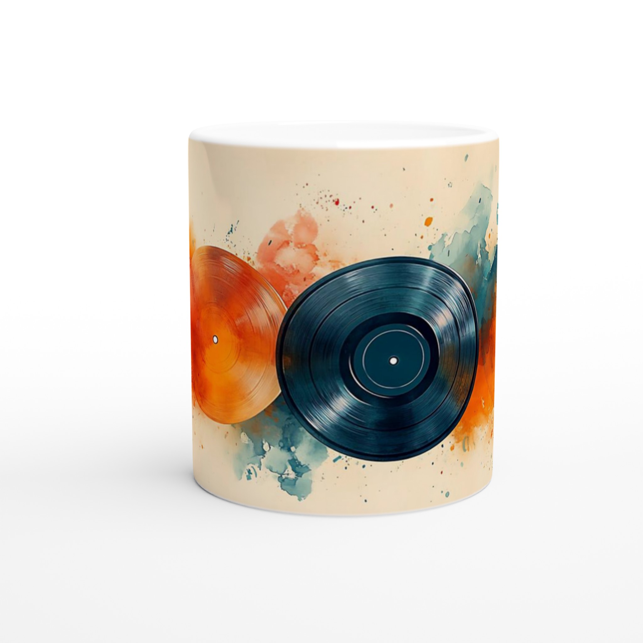 Vit 11oz keramisk mugg med färgstarka vinylskivor – välj din favoritfärg för en unik kaffestund 8 4f1eba8f-4d2a-485e-8811-a479fa433178