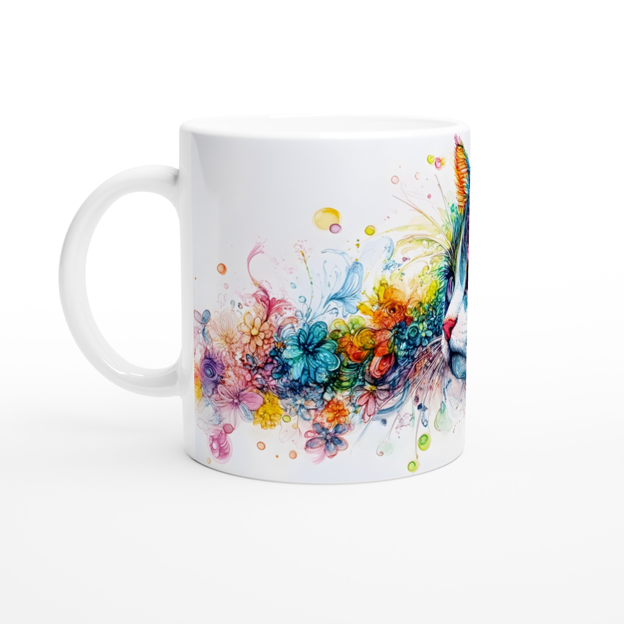 Färgsprakande Katt & Blommor Keramikmugg – Konstnärlig Design i Välj din Färg, 11oz 1 4f23c168-5a40-4b39-b23f-3f50e9e2077c