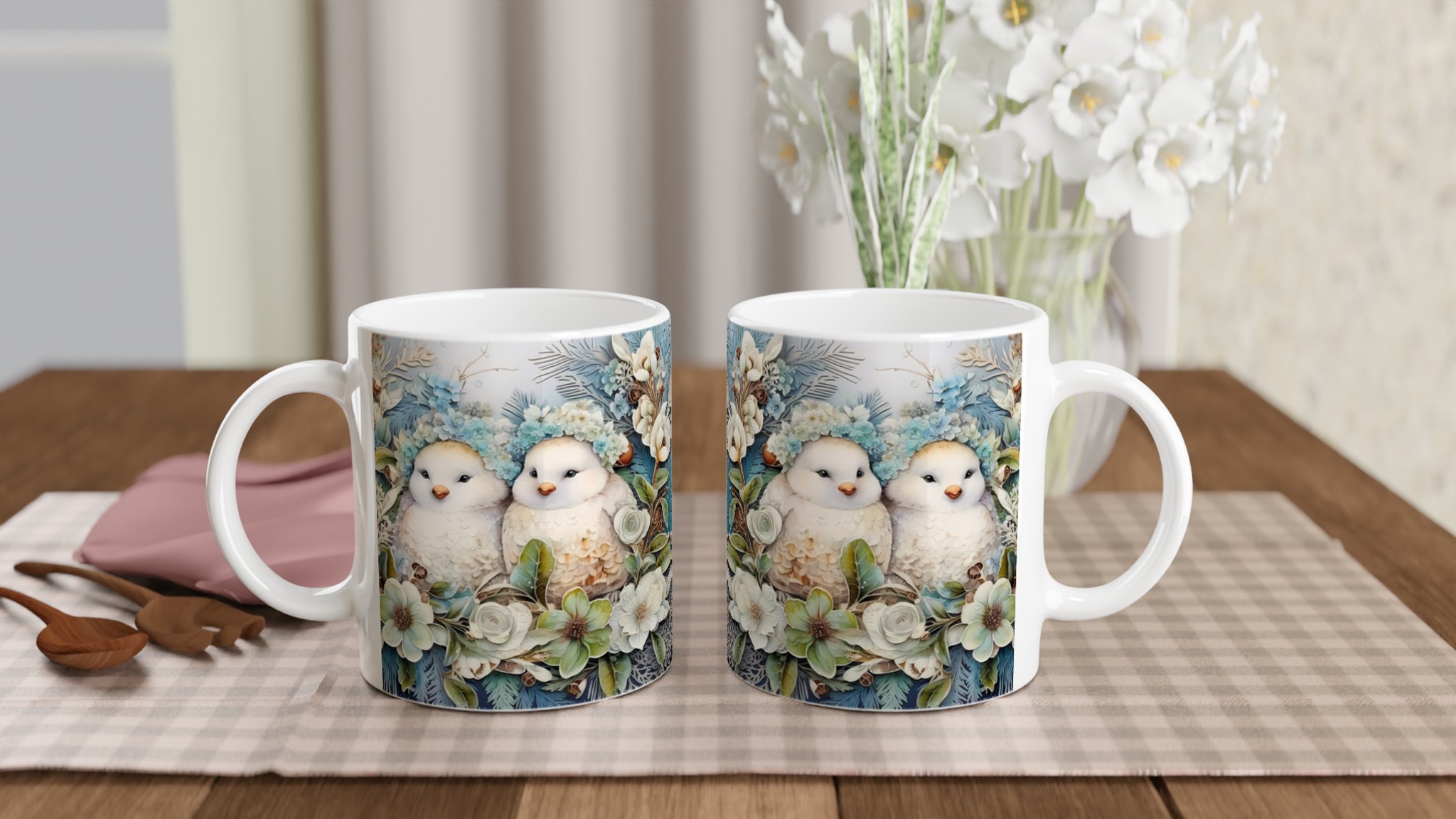 Charming Vinterfåglar Mugg – Söt Design med Blå Blomster & Fåglar, 11oz Keramikmugg i Valfri Färg 10 4f28b4d0-8cd5-482e-acfa-e3c1be658058