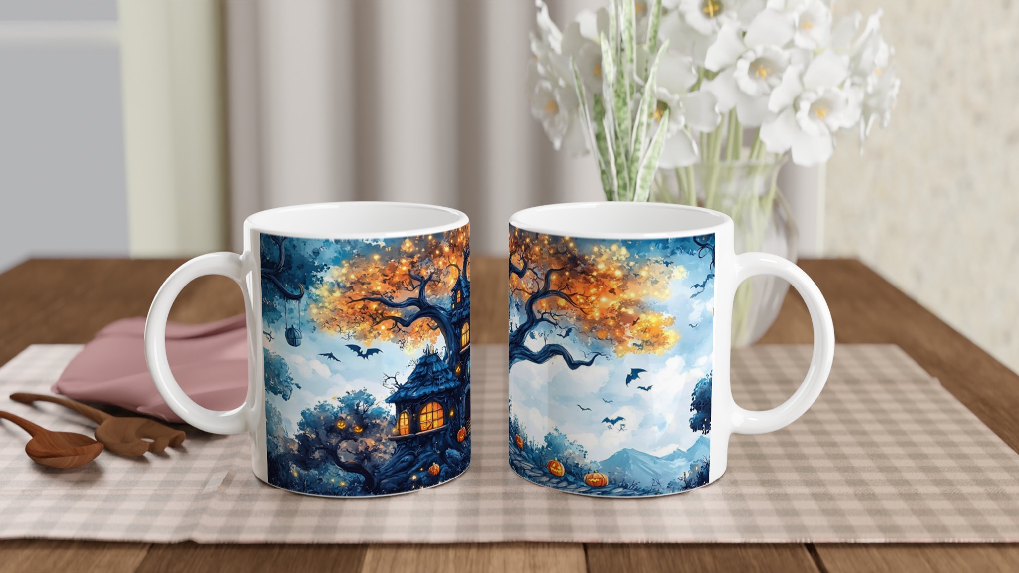 Mystisk Halloweennatt Mugg – Drömsk Trädhusdesign i Klara Färger 10 4f5d603f-0192-46cd-a707-13d86c445db2
