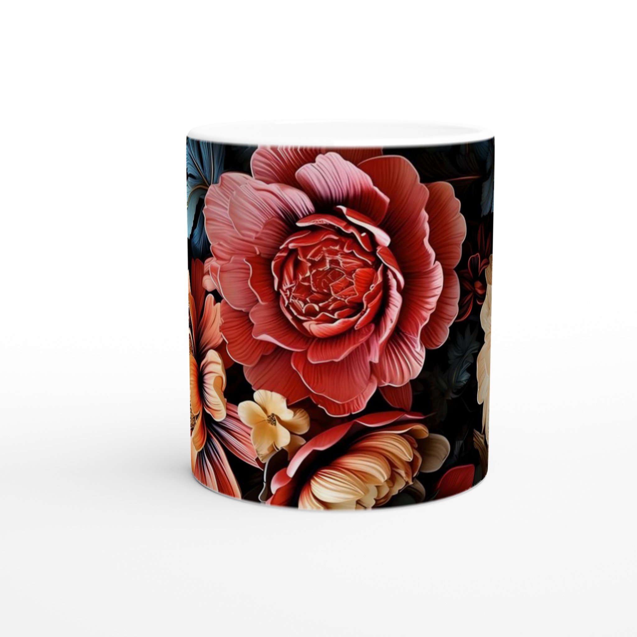 Eleganta 11oz keramikmuggar med blomsterprakt - välj bland sju stilfulla färger 8 4f714cf6-c7f4-4a3c-b0d7-23a1812f8a0f