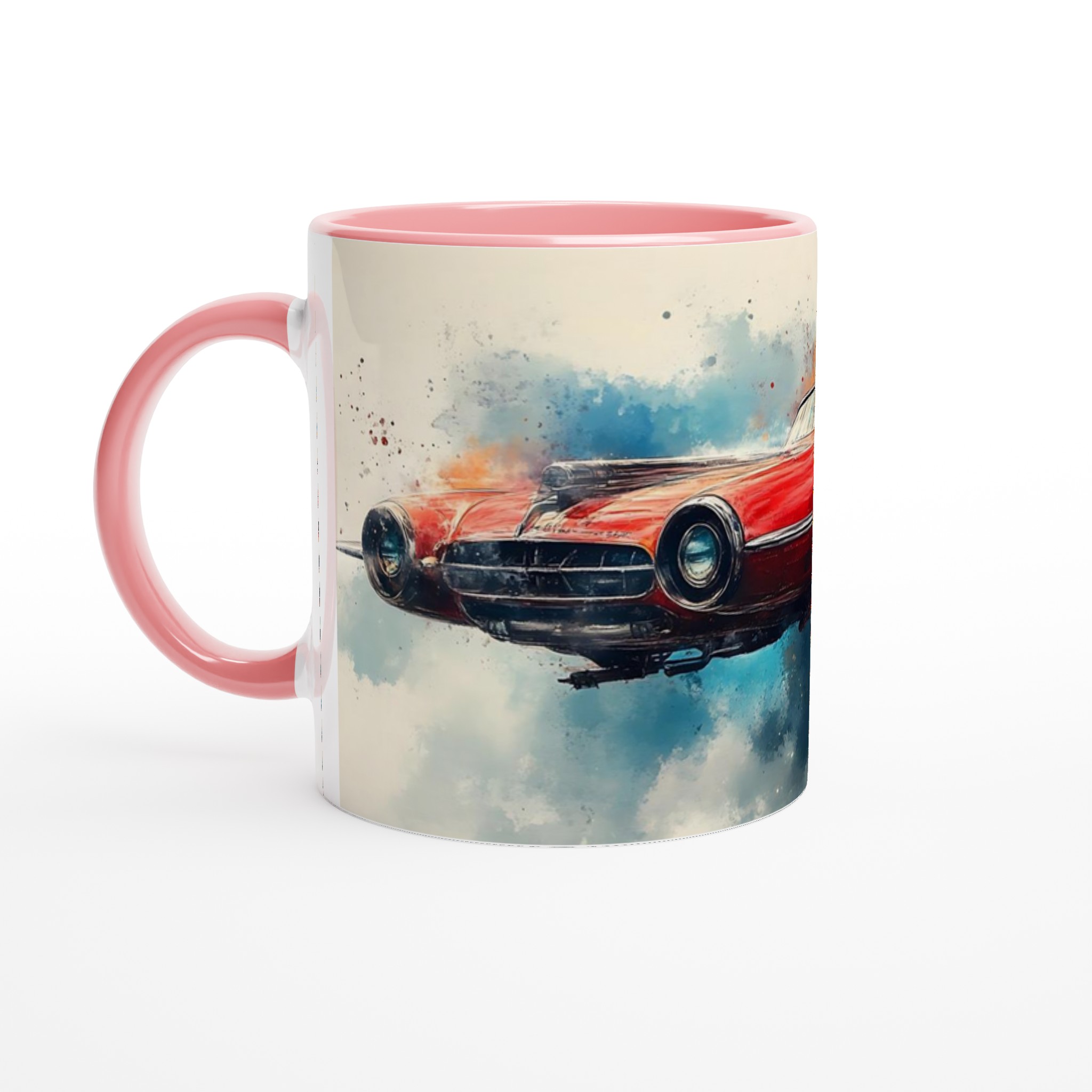 Retro Futurism Flygande Bil Mugg – Fantasifull Akvarellkonst i 7 Färgstarka Nyanser 6 4fa0910c-9bb8-4856-818f-919837d5e956