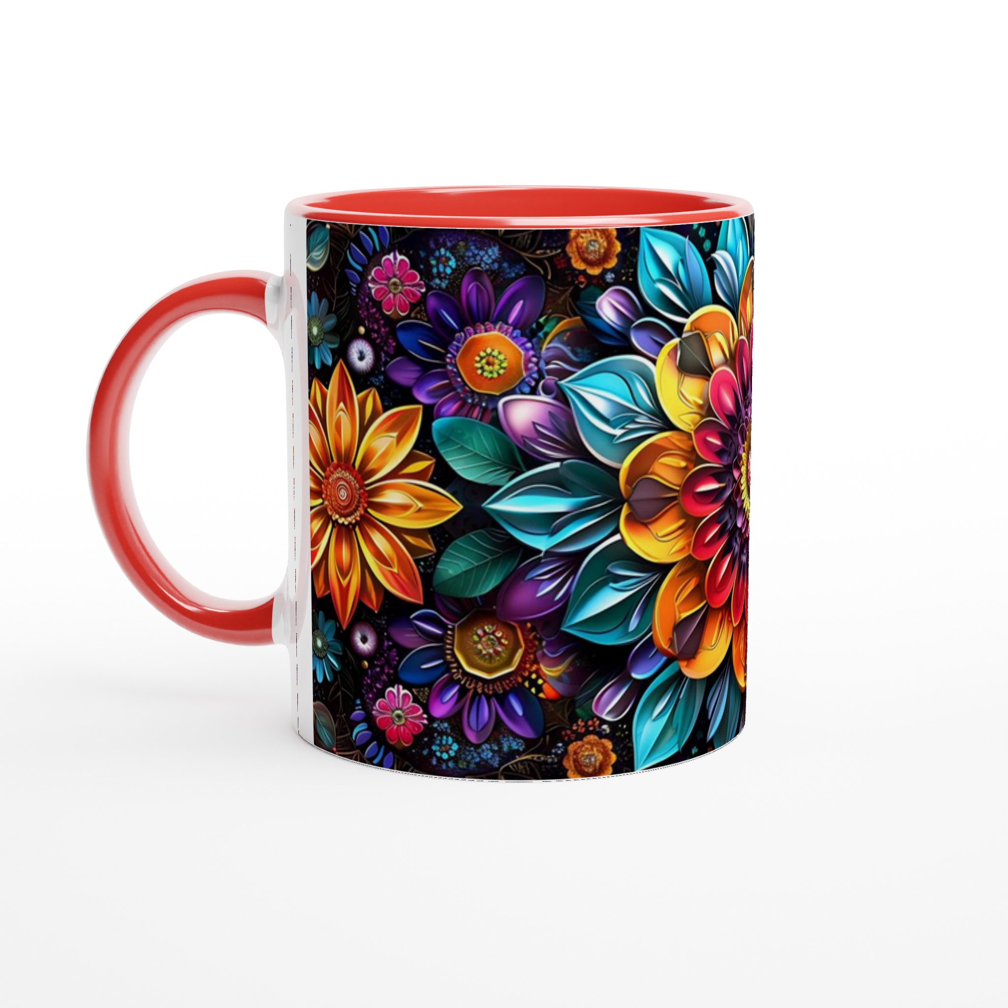 Mångfärgad Floral 11oz Keramisk Mugg – Konstfullt Tryck, Välj Bland Flera Färger 5 4fd2edc0-b765-4b57-98e1-f54f39992fe8
