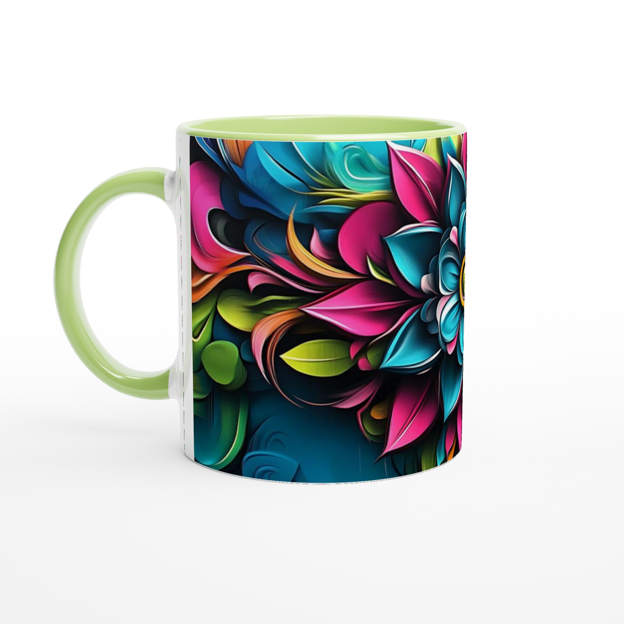 Abstrakt Mandala Blommig 11oz Keramisk Mugg – Färgglad Psykedelisk Konst för Ditt Fika 7 5055b201-987d-4e9d-a33c-844c8d156c46