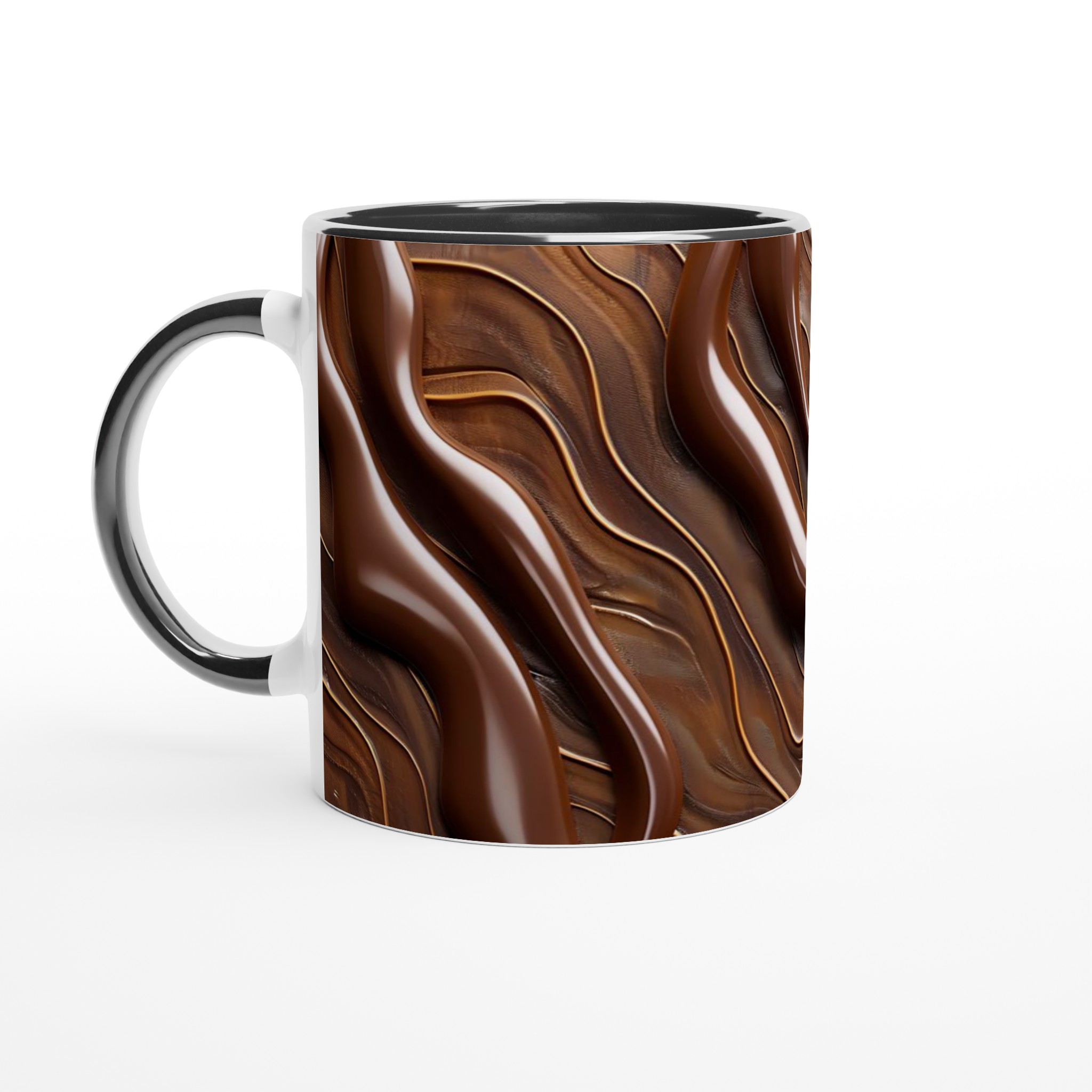 Vit 11oz keramisk mugg med elegant chokladbrunt mönster – välj bland sju stilrena färger 4 507145de-db24-4e98-8c39-00bbf80dbd74