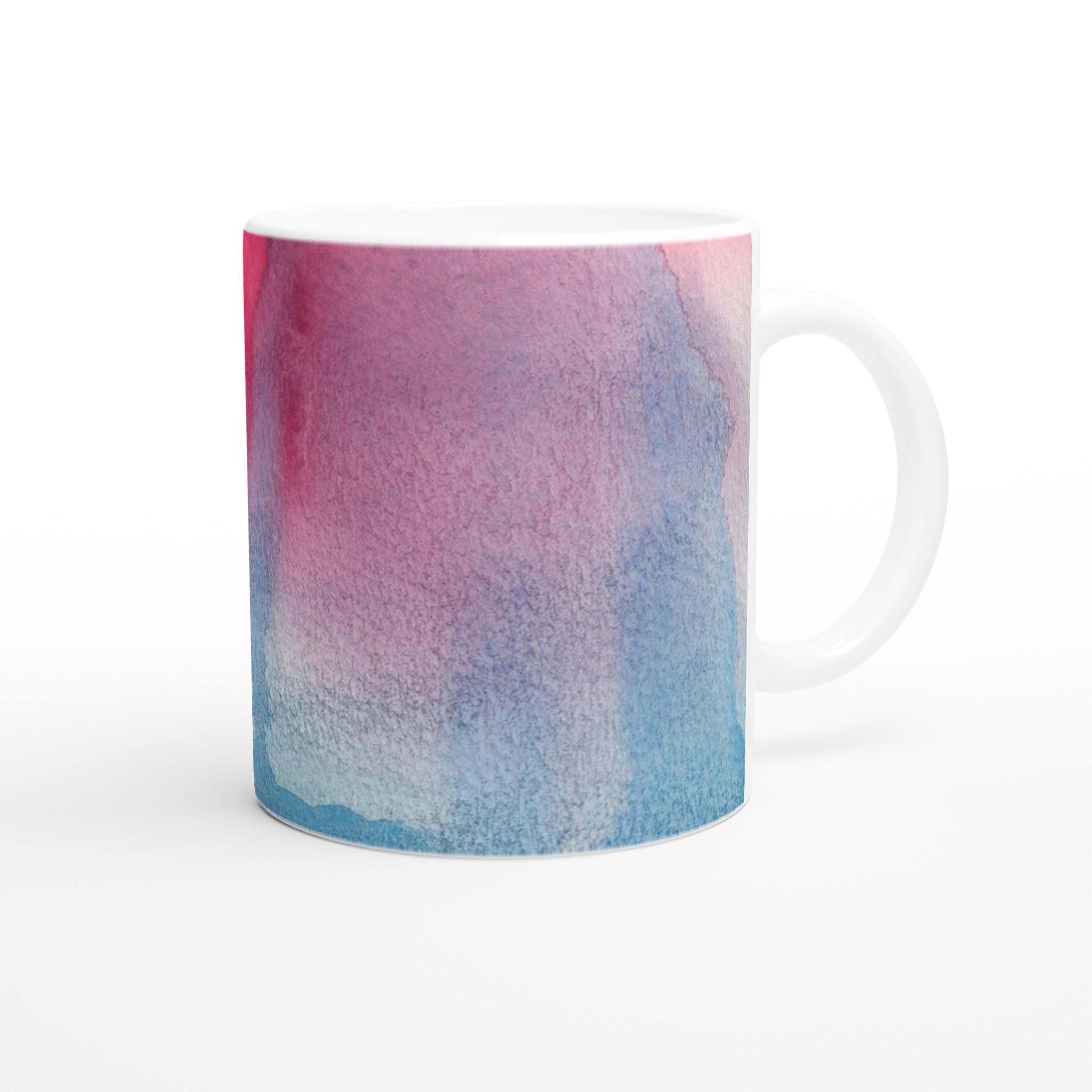 Vit 11oz keramisk mugg med färgstarkt akvarellmotiv i blått och rosarött 9 5078c27f-2162-4a79-bc89-ec9433a5212c