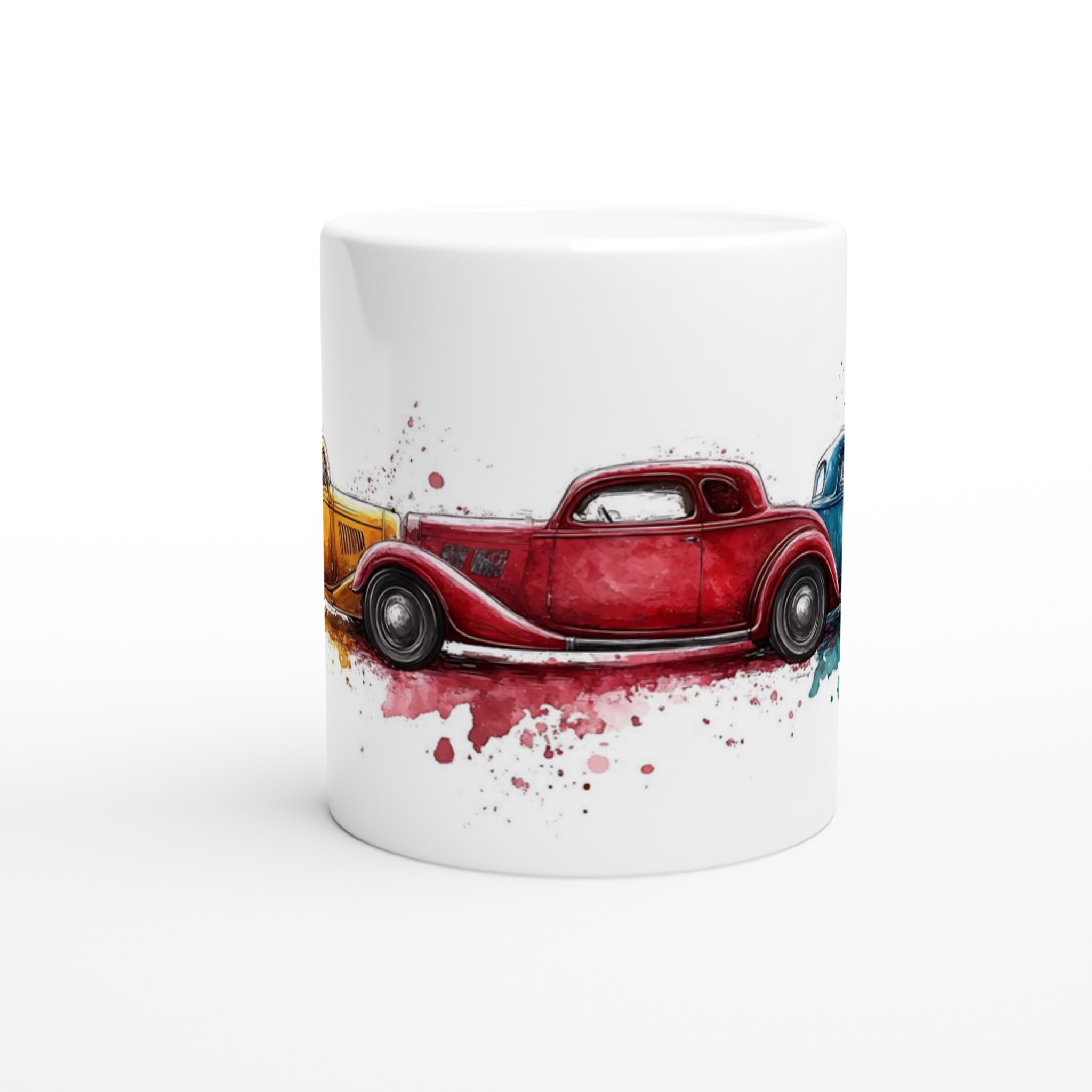 Klassiska Hot Rod-bilar – Akvarell Keramikmugg (11oz) – Välj din favoritfärg! 8 50a85570-7ff9-4f13-9ddb-d6d979a977e9