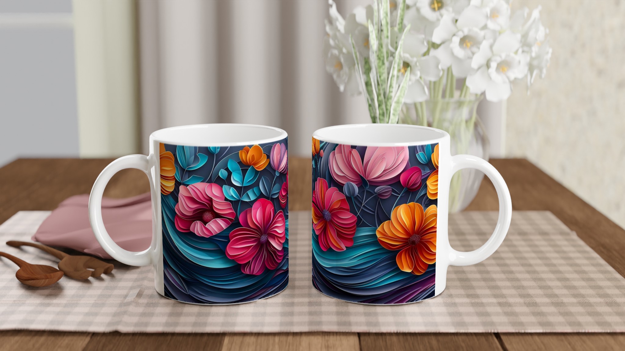 Konstfull 11oz Keramisk Mugg: Levande 3D-blommor i Färgstarka Nyanser – Välj Din Favoritfärg! 10 50c431ec-a5ea-4962-bbee-7f031bf11def