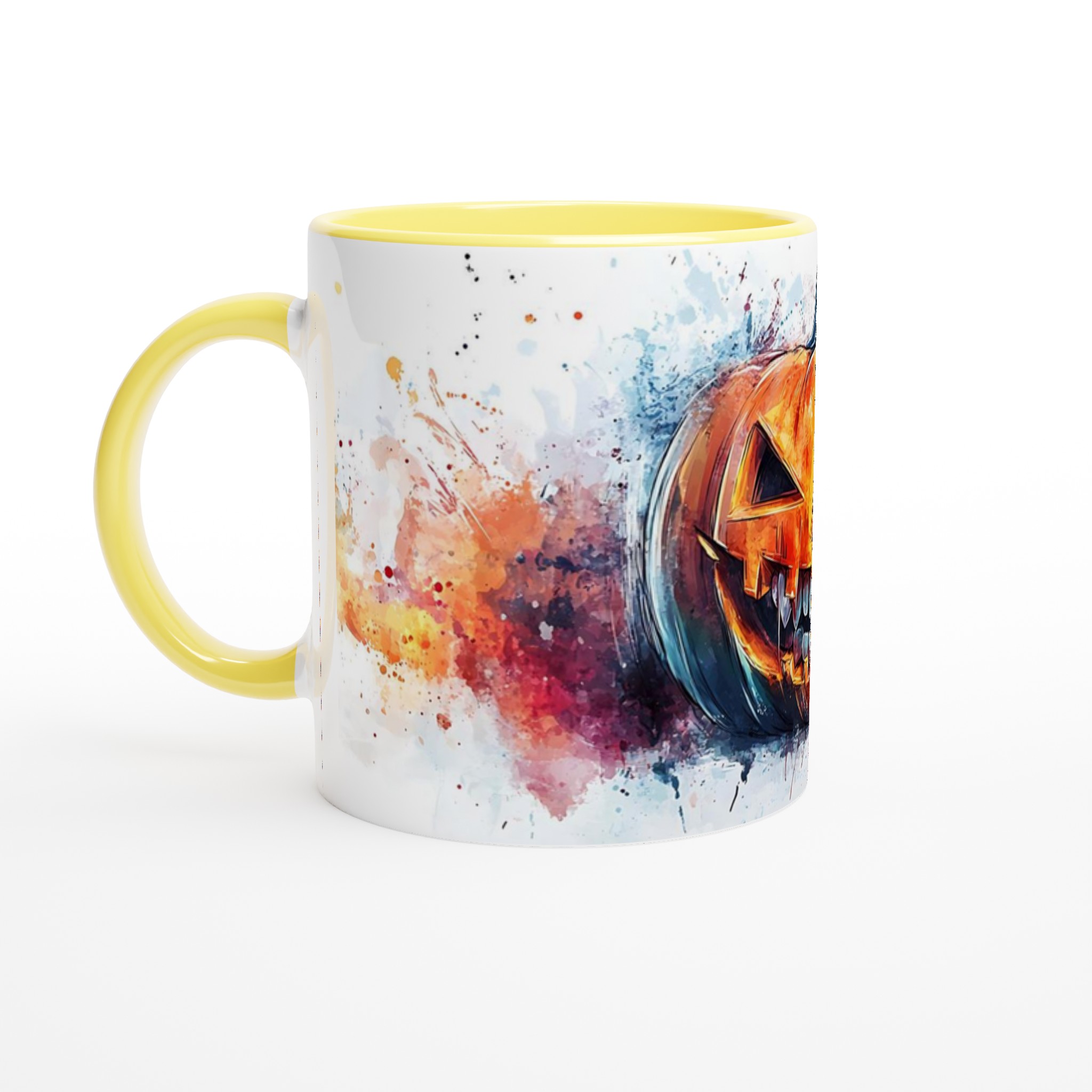 Spooky Watercolor Pumpa Mugg – Levande Halloween Konst Keramikmugg i ditt val av 7 färger 3 50d6aa1c-2408-4da8-824c-ed7b42d37a07