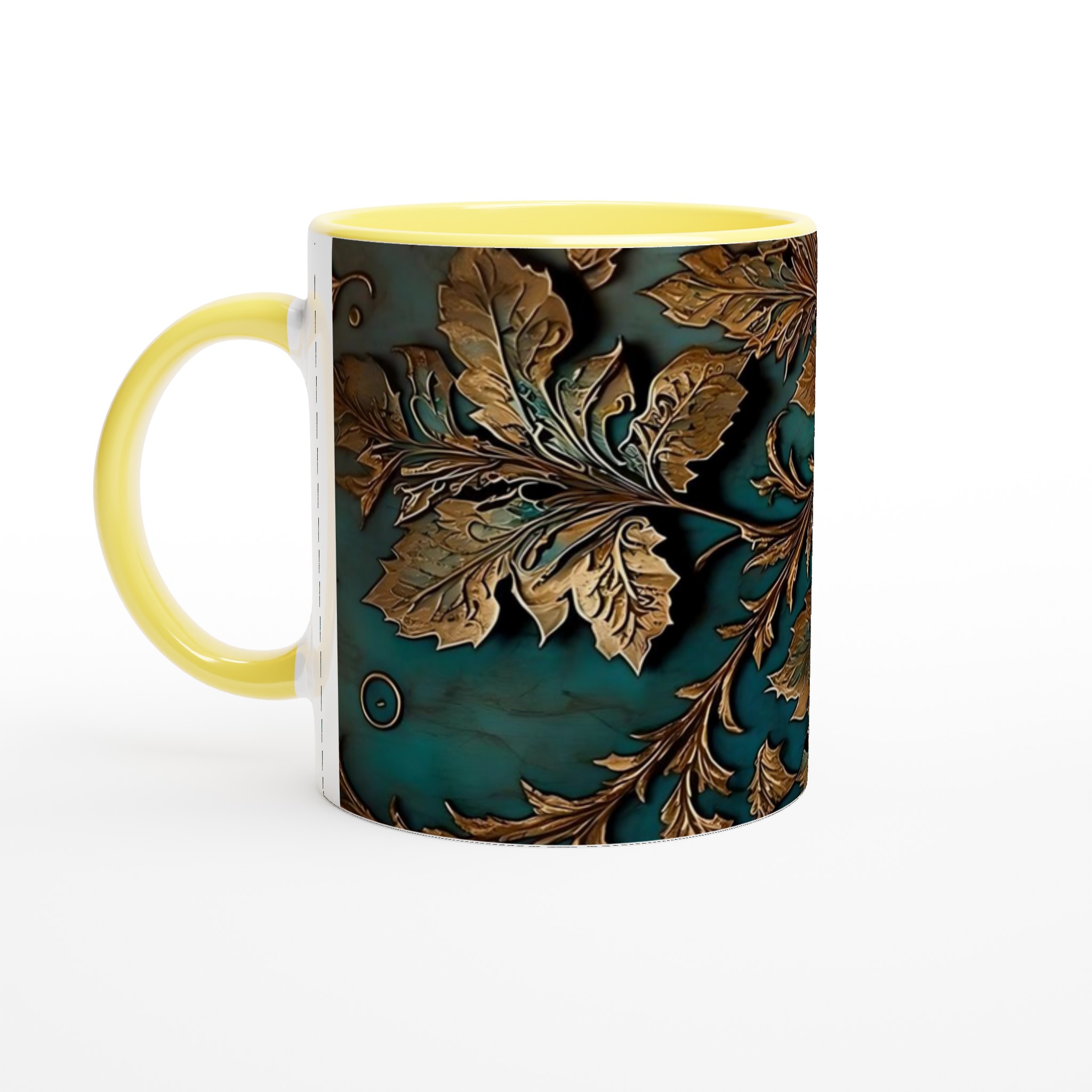 Vit 11oz Keramisk Mugg med Eleganta Gyllene Blad – Välj Din Favoritfärg 3 50e33cd7-9ca8-4f96-80c4-2acfb90d30e5