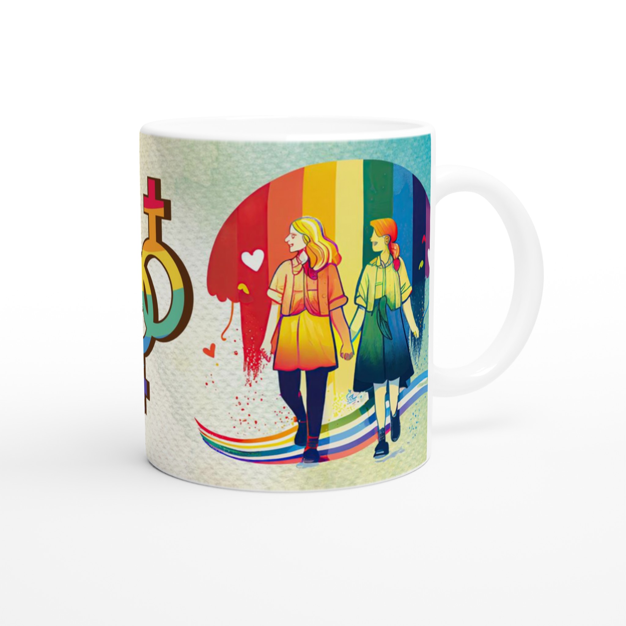 Vit 11oz Keramisk Mugg med Färgglad Pride-Design i Din Favoritfärg 9 51018417-65d9-4505-a04e-a78474e0f3c8