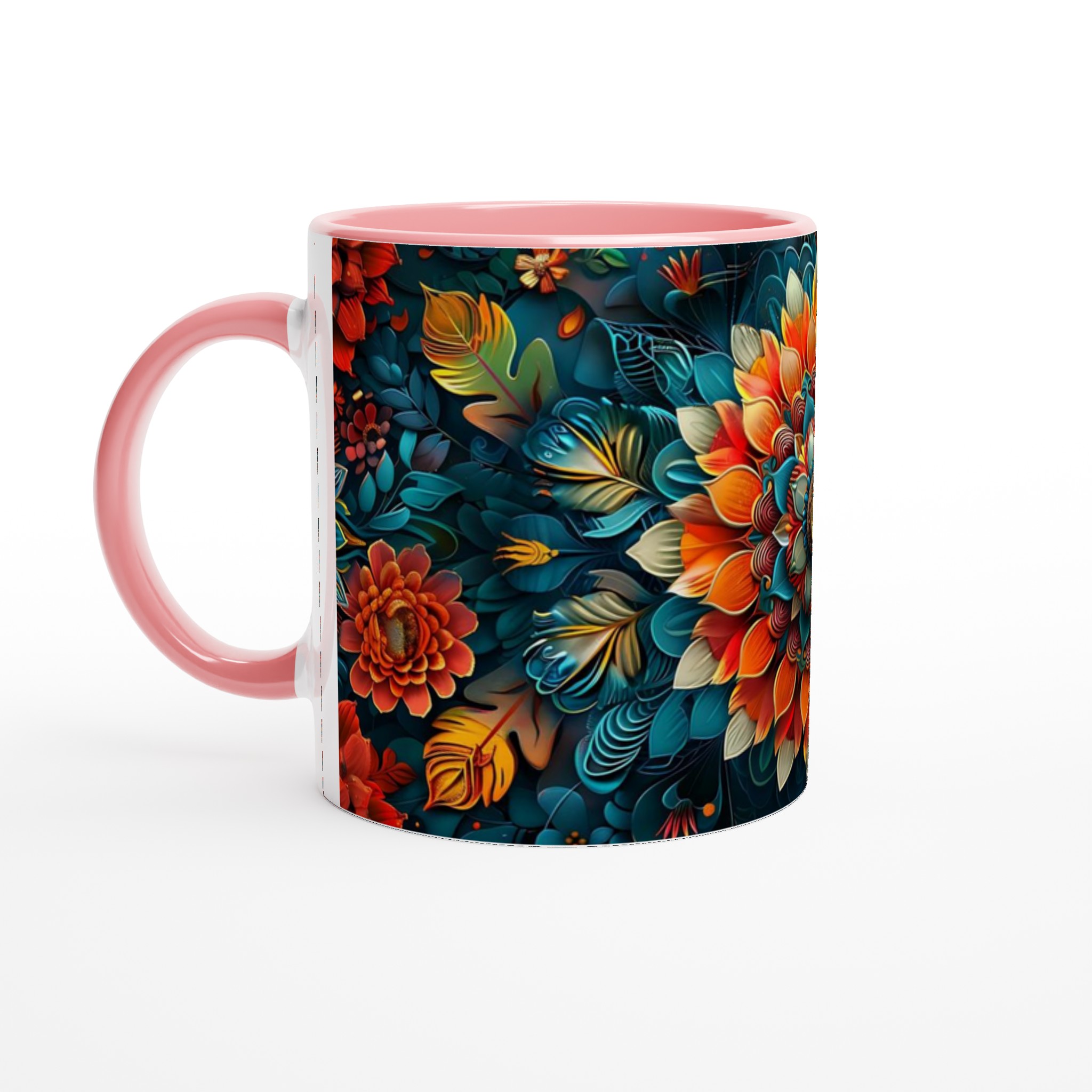 Tropisk Färgexplosion – 11oz Keramikmugg med Levande Blomdesign i ditt Val av Färg 6 512f86e9-558b-43e6-9eb2-e738100c181f