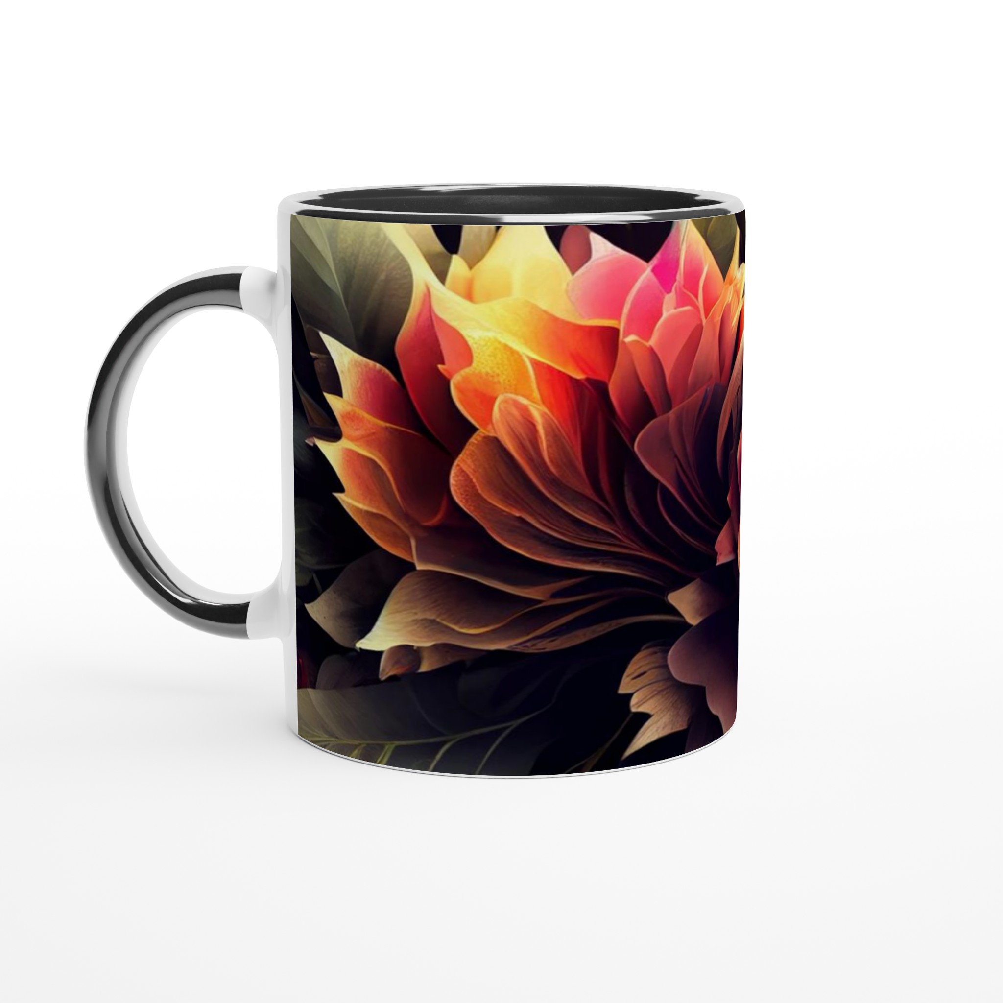 Vit 11oz keramisk mugg med blomstrande konst – välj din favoritfärg 4 51478a06-17bc-47eb-b391-e48956a17467