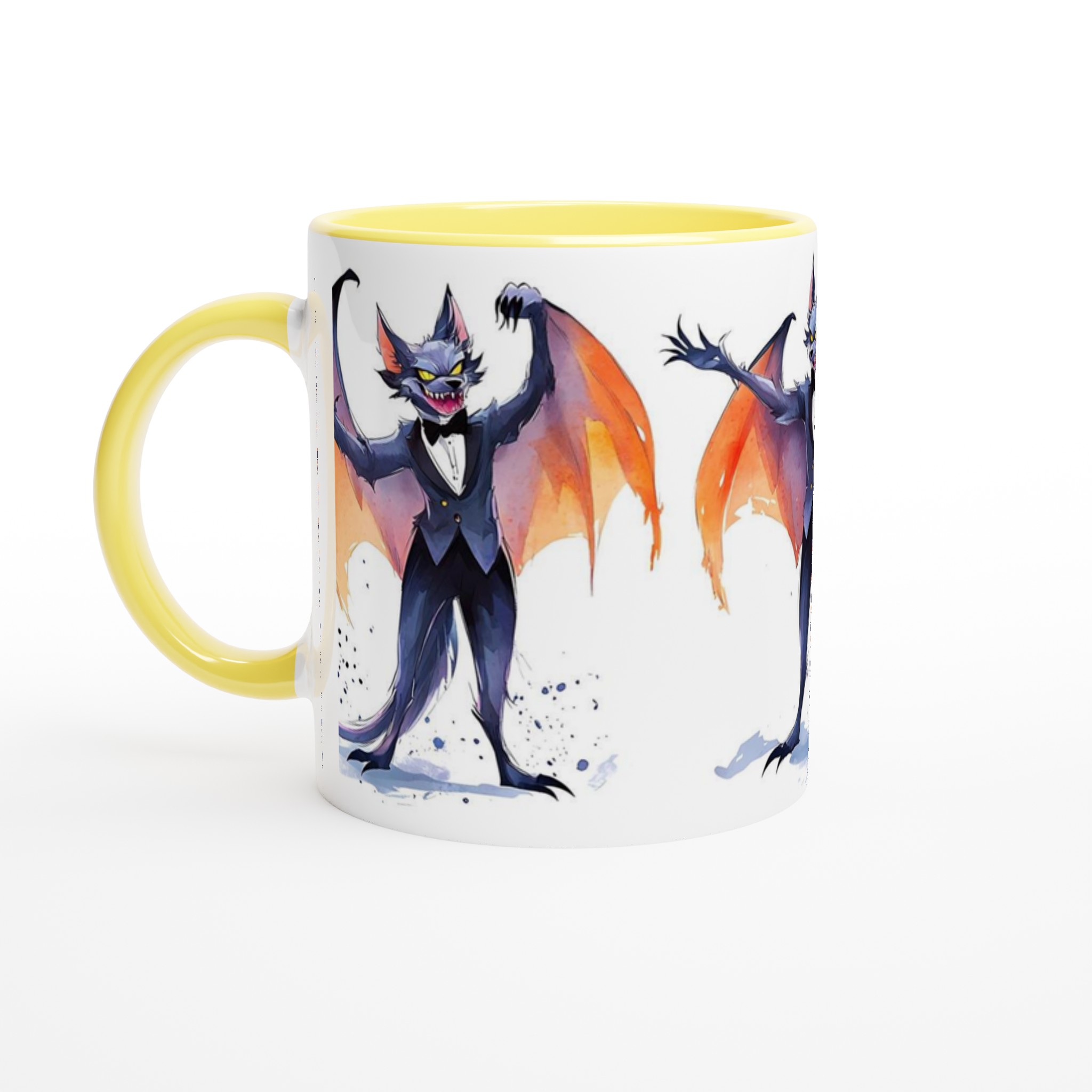 Mystisk Fladdermus Akvarell Mugg - Unikt Tryck med Vibrerande Färger | 11oz Keramisk Kaffekopp 3 51569a00-3561-4e9f-b7c8-c29244ca2a57
