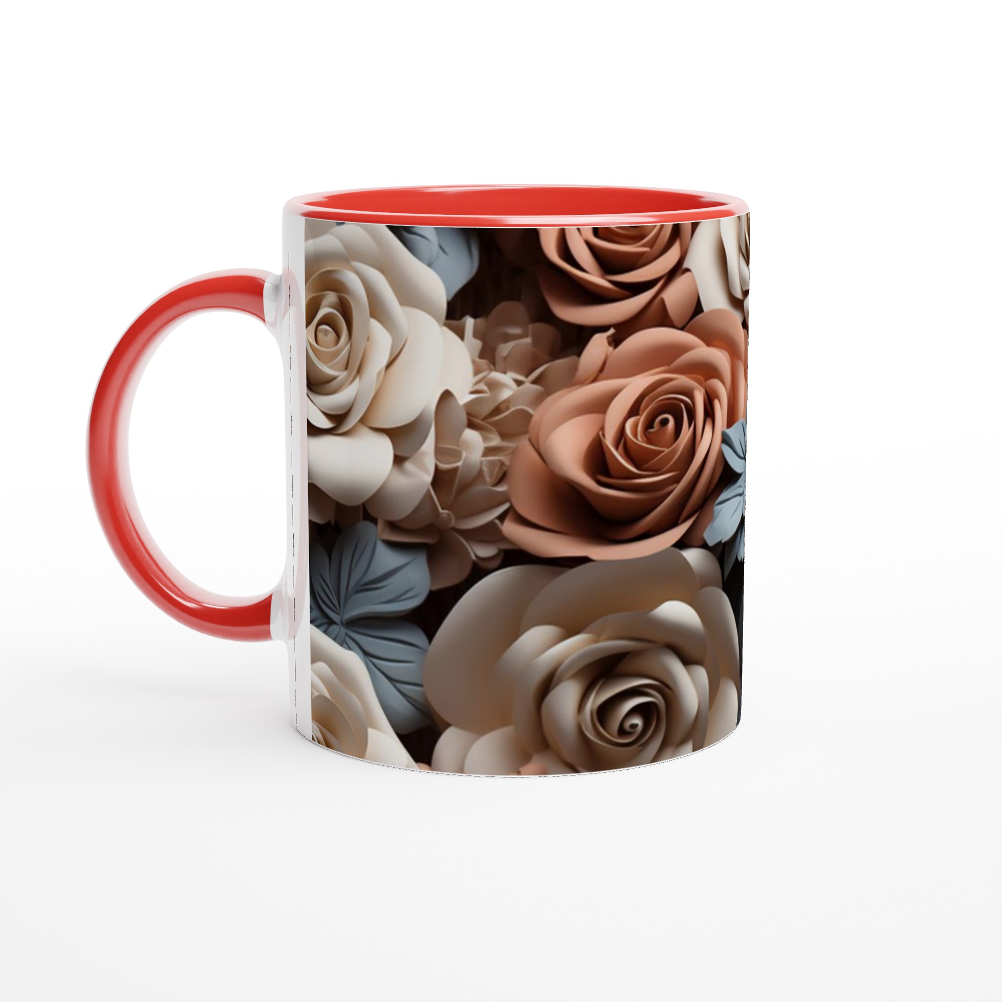 Vit 11oz keramisk mugg med elegant ros- och naturmotiv i flera färger 5 5183114e-c24b-4c74-b760-375c72cfb3d3