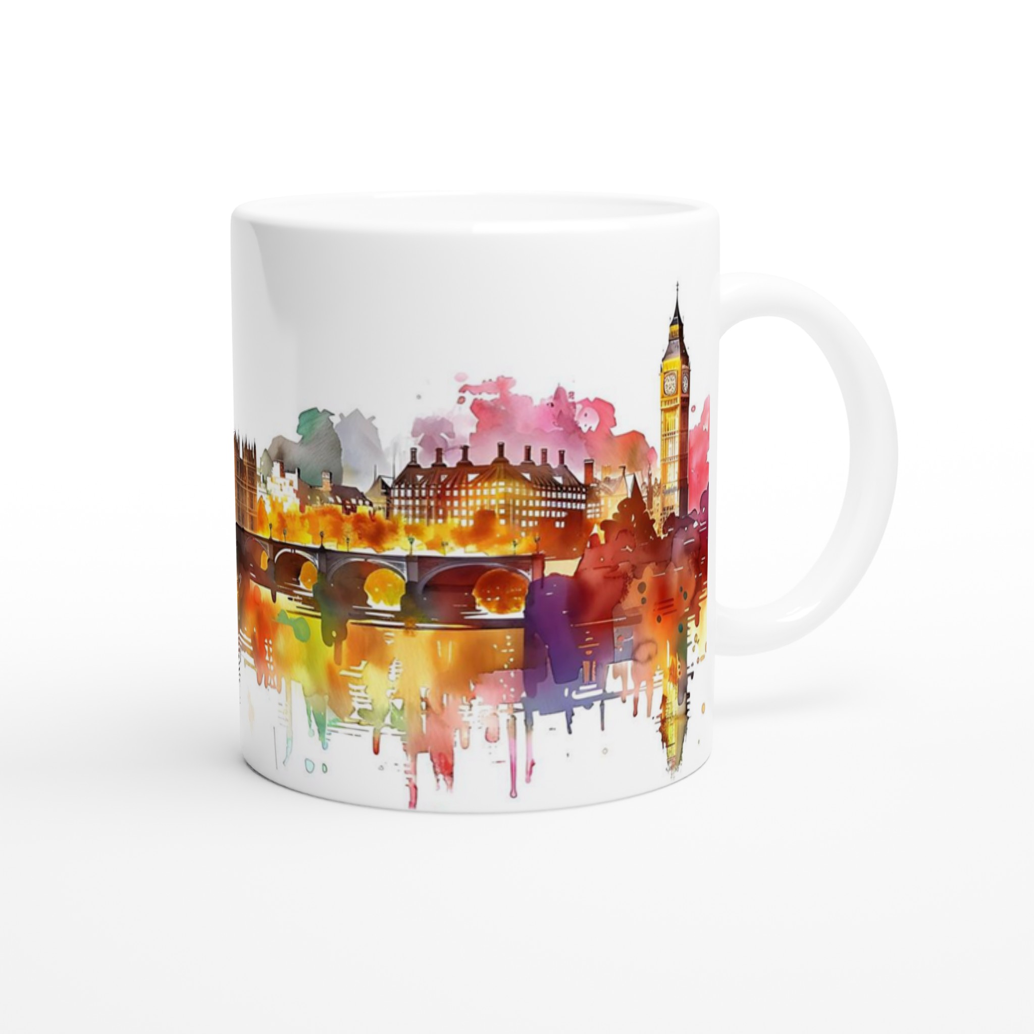 London Watercolor Skyline Mugg – Konstnärlig Siluett i Glada Färger, 11 oz 9 519d8e3f-62a1-4a1e-9ddf-035e9525c6cc