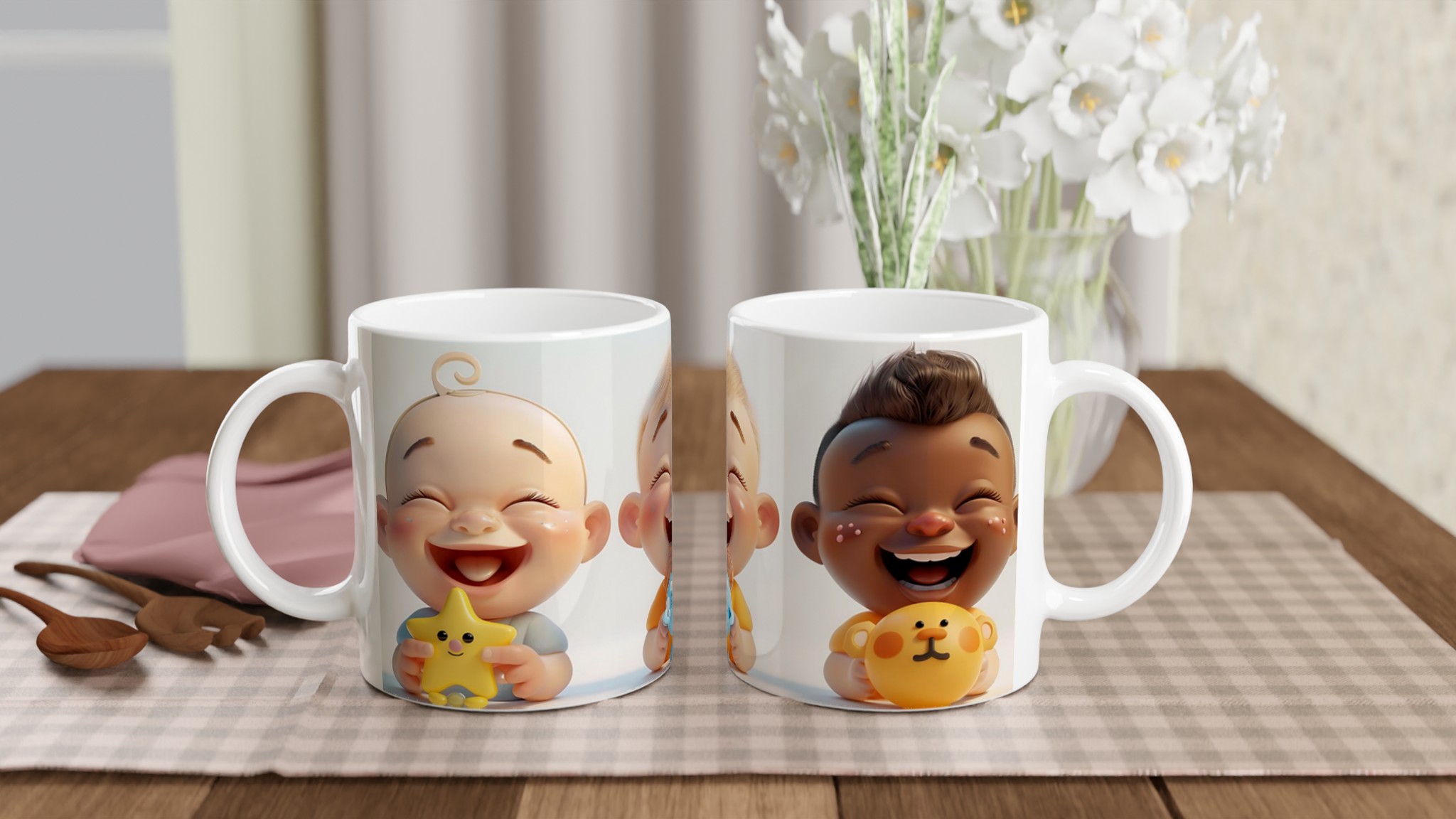 Vit 11oz keramisk mugg med glada barnmotiv – välj mellan sju lekfulla färger 10 51d7f765-c395-4a98-8235-3575e5f0c350