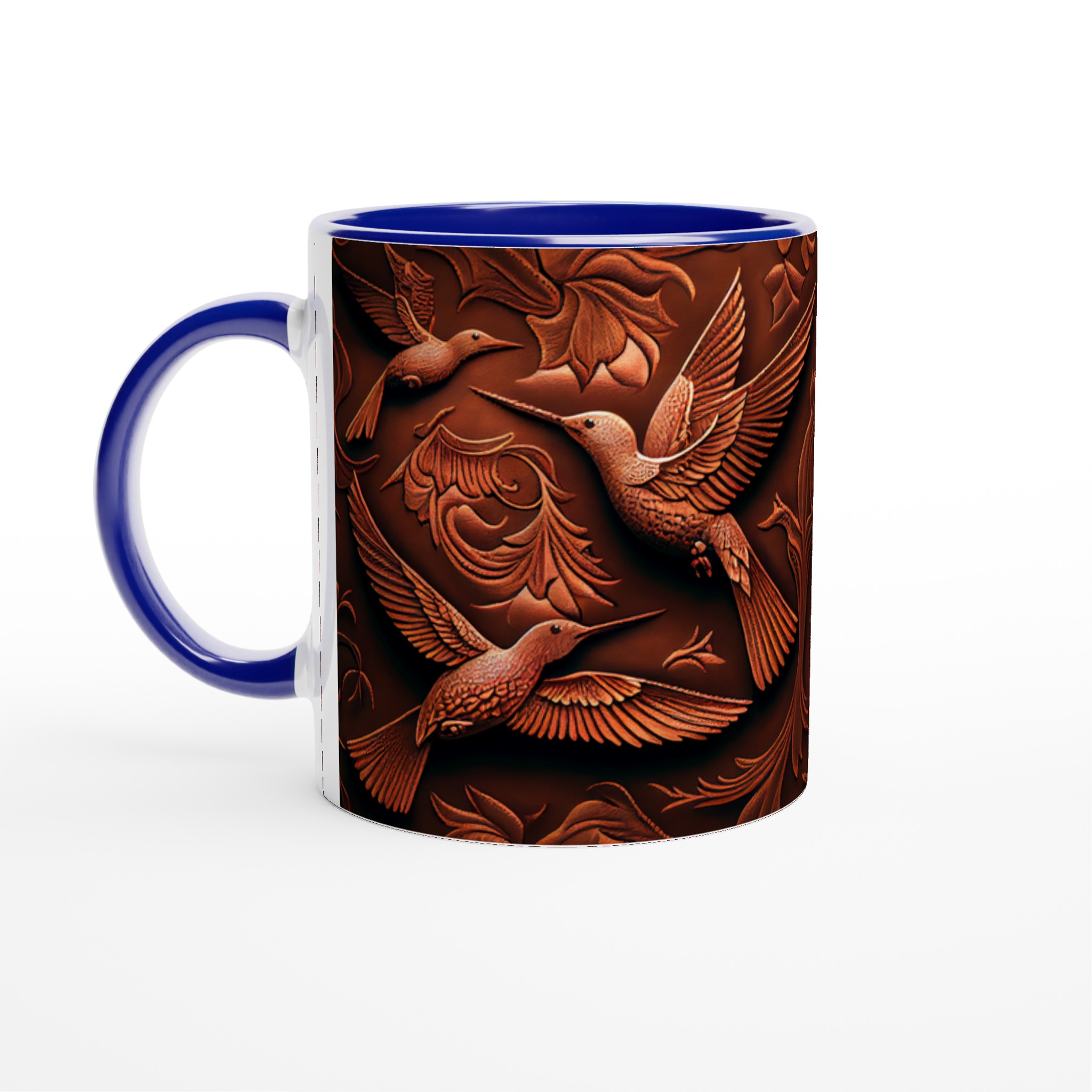 Elegant Ceramic Mug with Intricate Copper-Toned Hummingbird Relief – 11oz in Your Choice of Seven Vibrant Colors 2 51f3016e-dd03-48d5-968d-4df0f7b5fa48