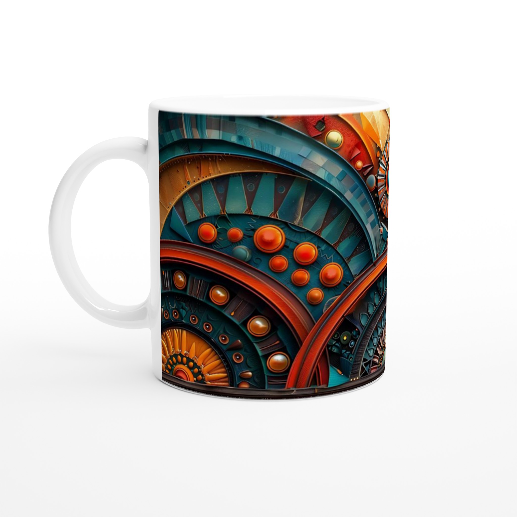Abstrakt Mandala Keramikmugg - Livfulla Turkosa och Kopparfärger, 11 oz 1 524bc50c-3155-4705-8a70-04418569ad60